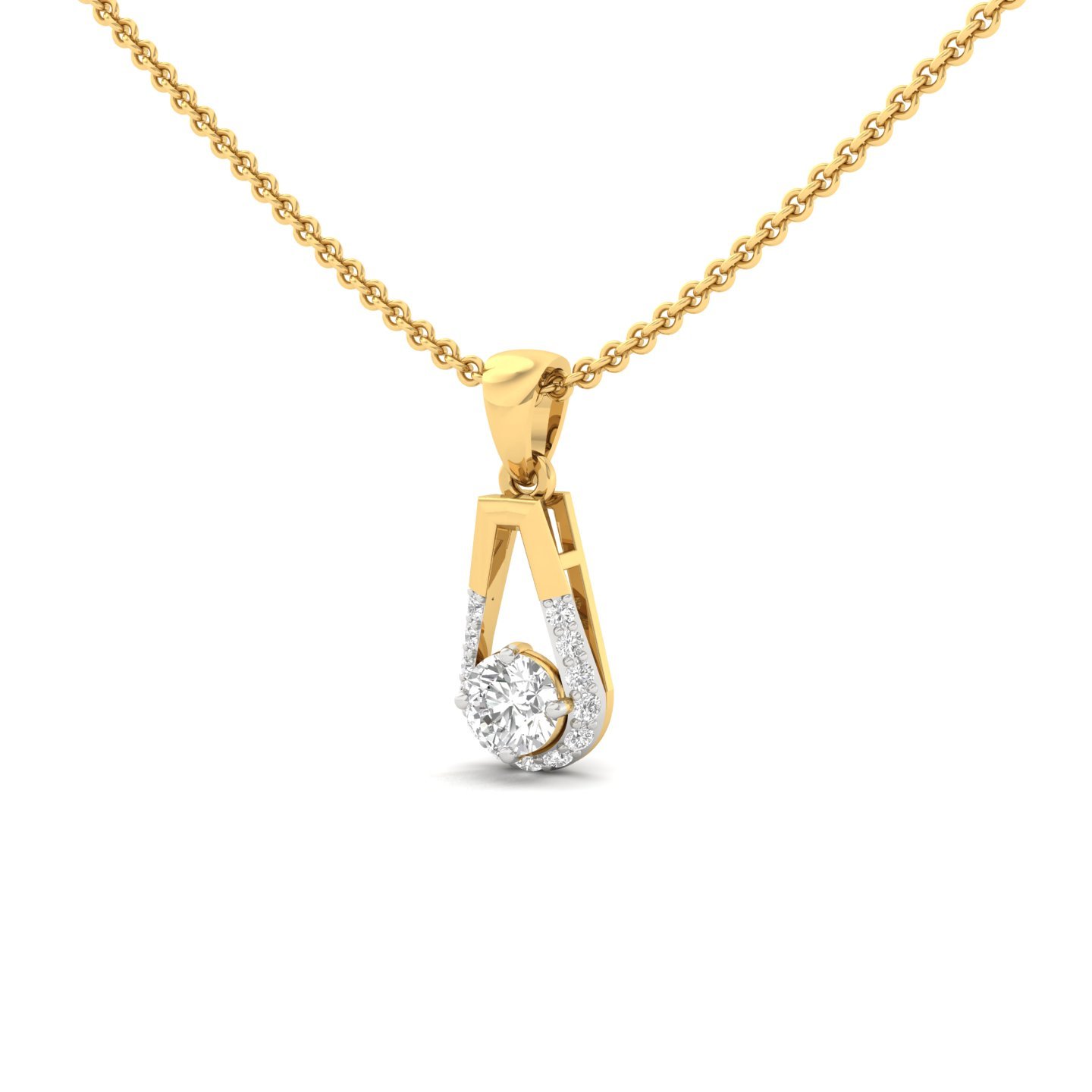 Round Diamond Teardrop Pendant | Lab Grown CVD Diamond Halo Drop Pendant (Without Chain) | 925 Silver | 10K | 14K | 18K - View 2