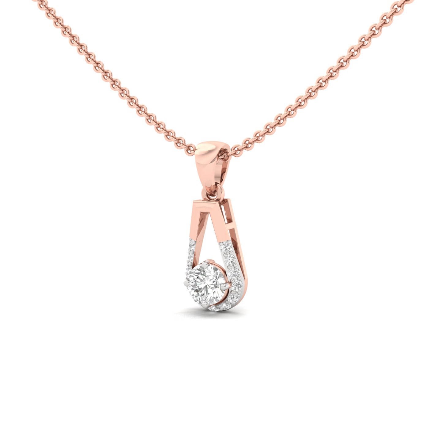 Round Diamond Teardrop Pendant | Lab Grown CVD Diamond Halo Drop Pendant (Without Chain) | 925 Silver | 10K | 14K | 18K - View 2