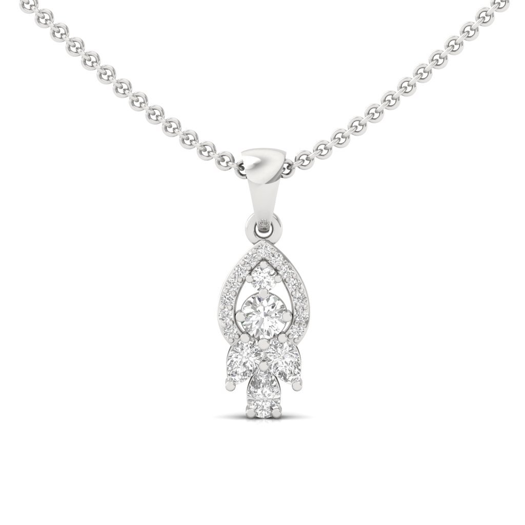 CT Lab Grown Diamond Teardrop Pendant | Round & Pear Cut Cluster Necklace | CVD Diamond Jewelry (Without Chain)| 925 Silver | 10K | 14K | 18K - Main View