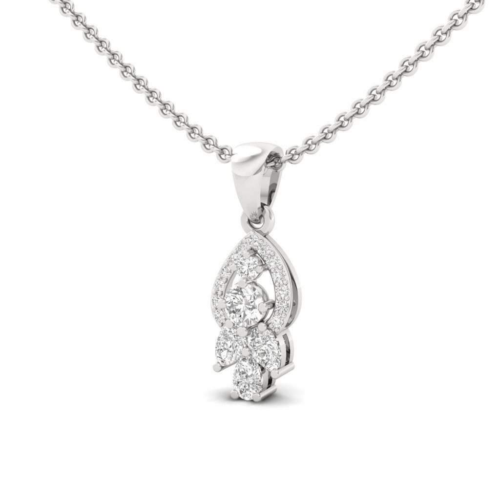 CT Lab Grown Diamond Teardrop Pendant | Round & Pear Cut Cluster Necklace | CVD Diamond Jewelry (Without Chain)| 925 Silver | 10K | 14K | 18K - View 2