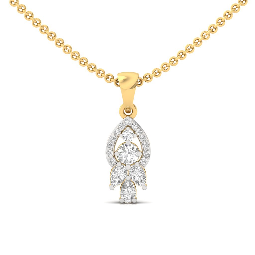 CT Lab Grown Diamond Teardrop Pendant | Round & Pear Cut Cluster Necklace | CVD Diamond Jewelry (Without Chain)| 925 Silver | 10K | 14K | 18K - Gold Main View