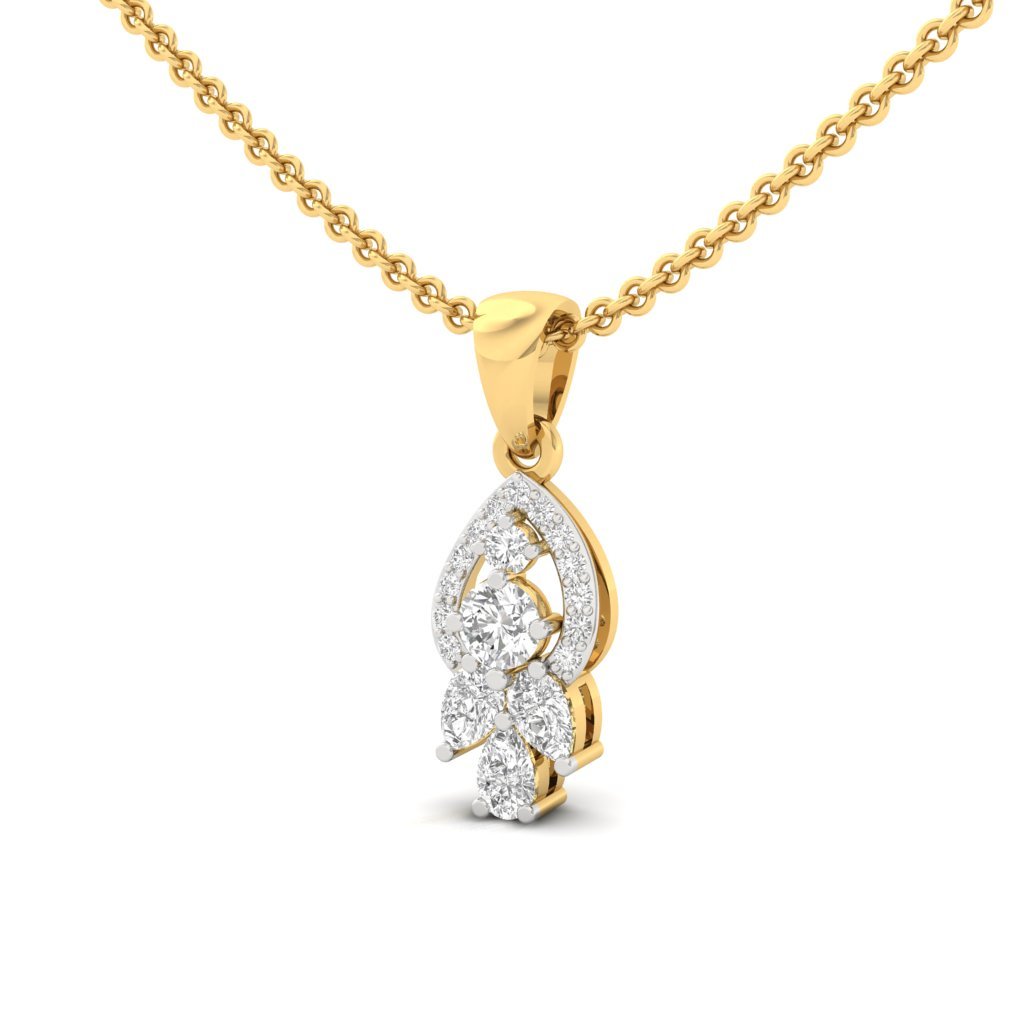 CT Lab Grown Diamond Teardrop Pendant | Round & Pear Cut Cluster Necklace | CVD Diamond Jewelry (Without Chain)| 925 Silver | 10K | 14K | 18K - View 2
