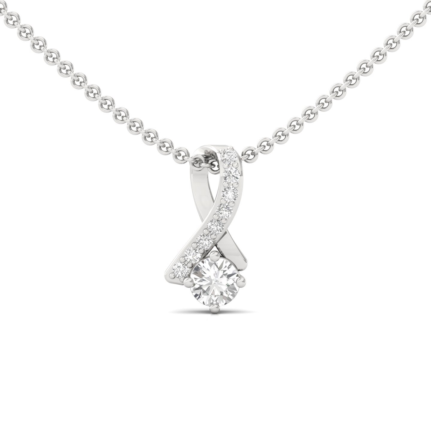 Round Cut Diamond Pendant | Elegant Lab Grown CVD Diamond Solitaire Necklace | 925 Silver | 10K | 14K | 18K (Without Chain) - Main View