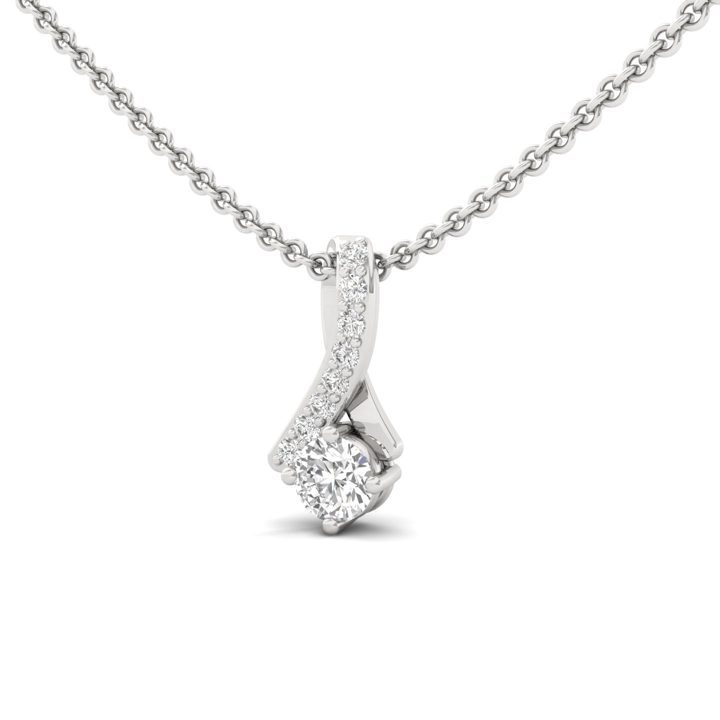 Round Cut Diamond Pendant | Elegant Lab Grown CVD Diamond Solitaire Necklace | 925 Silver | 10K | 14K | 18K (Without Chain) - View 2