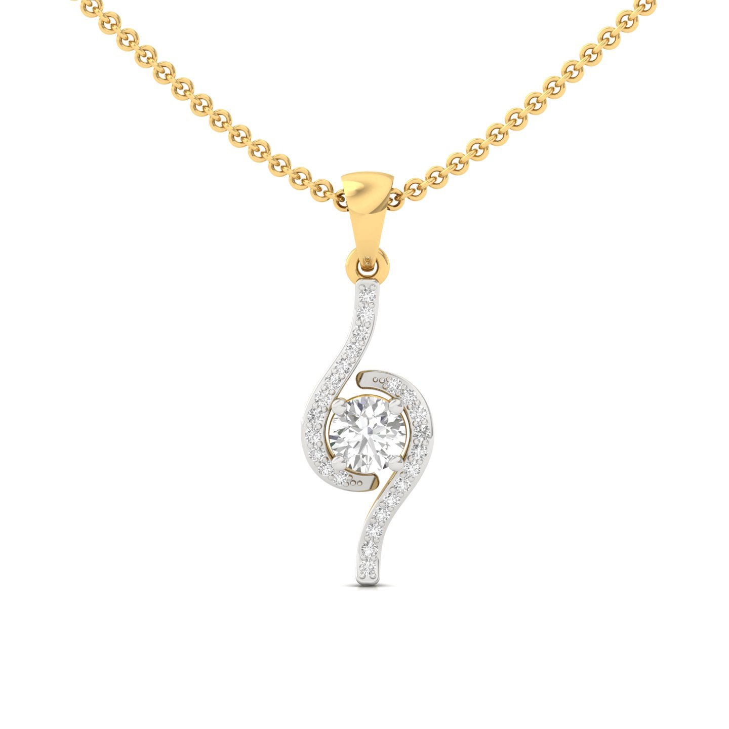 Round Cut Diamond Pendant | Elegant Lab Grown CVD Diamond Solitaire | 925 Silver | 10K | 14K | 18K (Without Chain) - Gold Main View
