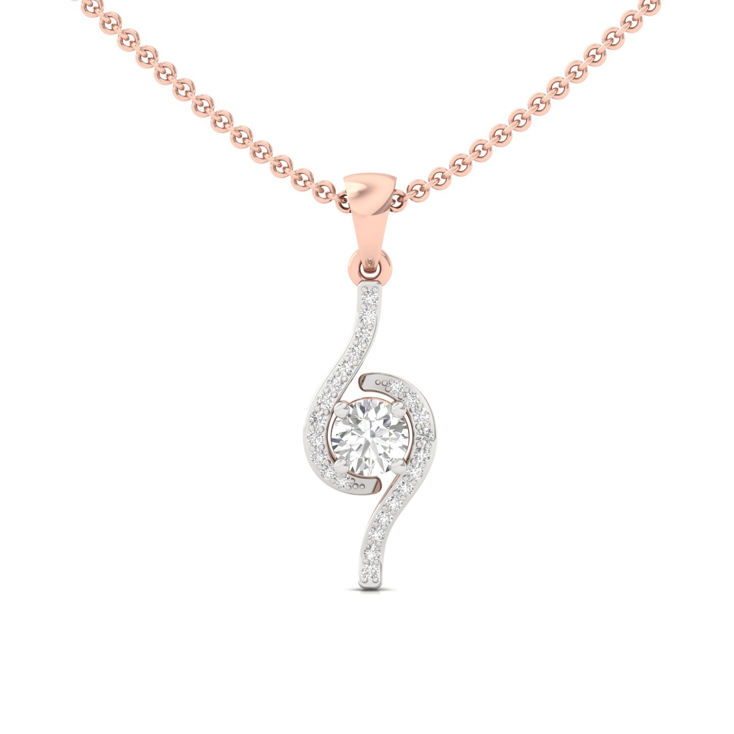 Round Cut Diamond Pendant | Elegant Lab Grown CVD Diamond Solitaire | 925 Silver | 10K | 14K | 18K (Without Chain) - Rose Gold Main View