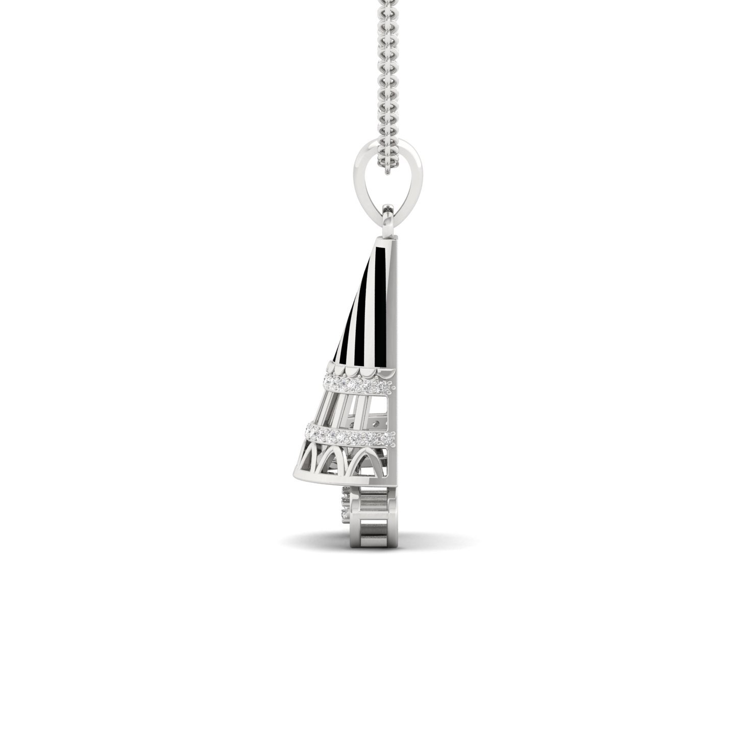 Round Cut Diamond Pendant | Modern Lab Grown CVD Diamond Geometric Designer Necklace | 925 Silver | 10K | 14K | 18K (Without Chain) - View 3