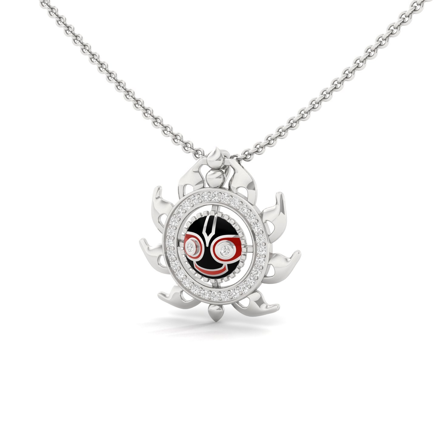 Round Cut Diamond Pendant | Designer Lab Grown CVD Diamond Spiritual Sunburst Necklace | 925 Silver | 10K | 14K | 18K (Without Chain) - View 2