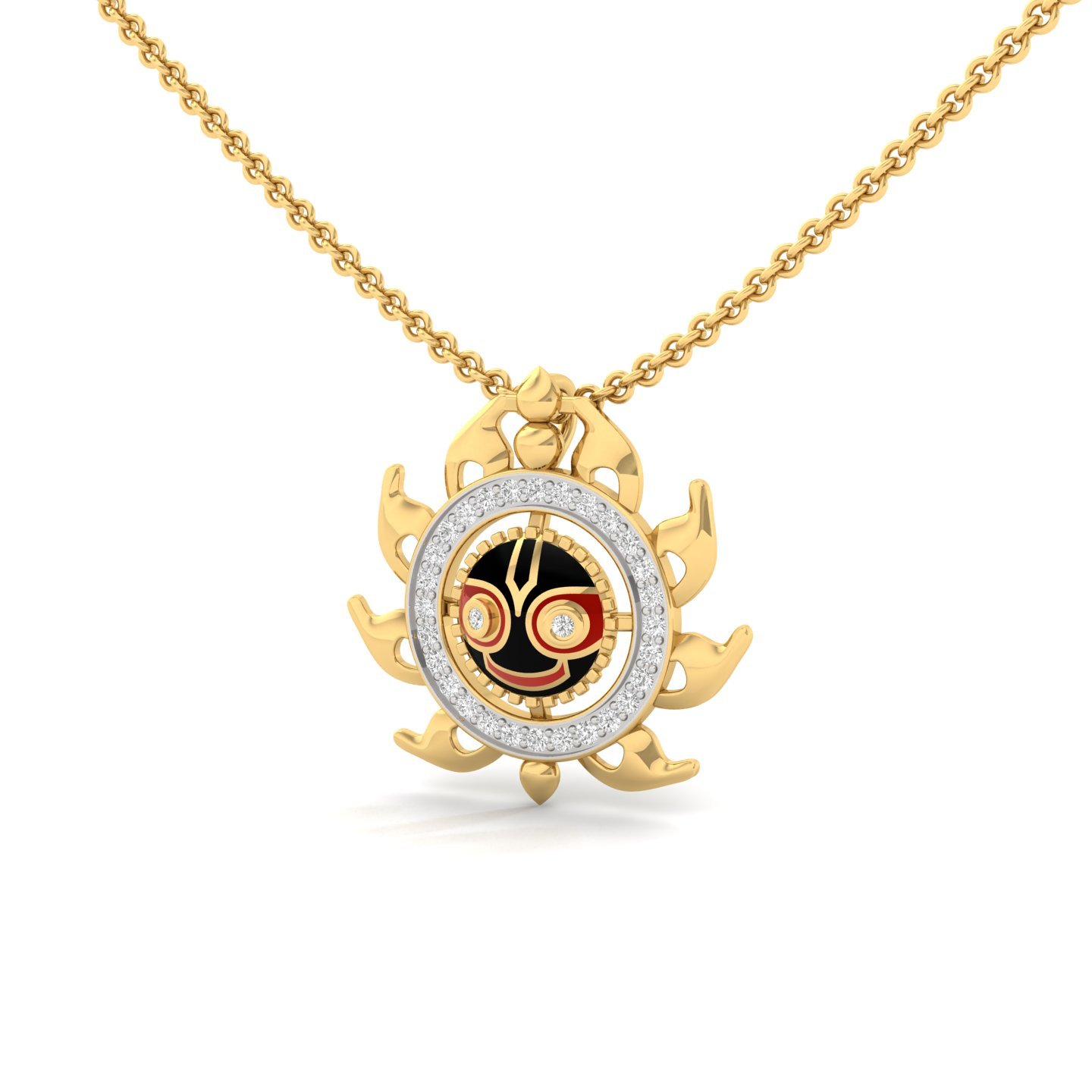 Round Cut Diamond Pendant | Designer Lab Grown CVD Diamond Spiritual Sunburst Necklace | 925 Silver | 10K | 14K | 18K (Without Chain) - View 2