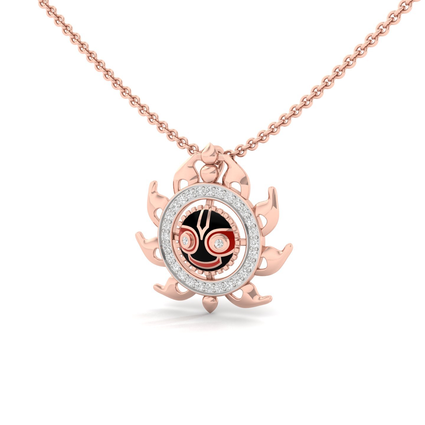 Round Cut Diamond Pendant | Designer Lab Grown CVD Diamond Spiritual Sunburst Necklace | 925 Silver | 10K | 14K | 18K (Without Chain) - View 2