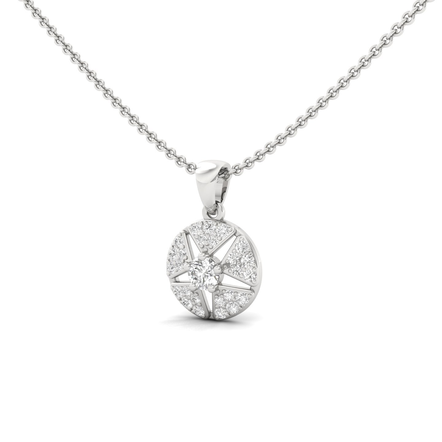 Round Cut Diamond Starburst Pendant | Lab Grown CVD Diamond Designer Necklace (Without Chain) | 925 Silver | 10K | 14K | 18K - View 2