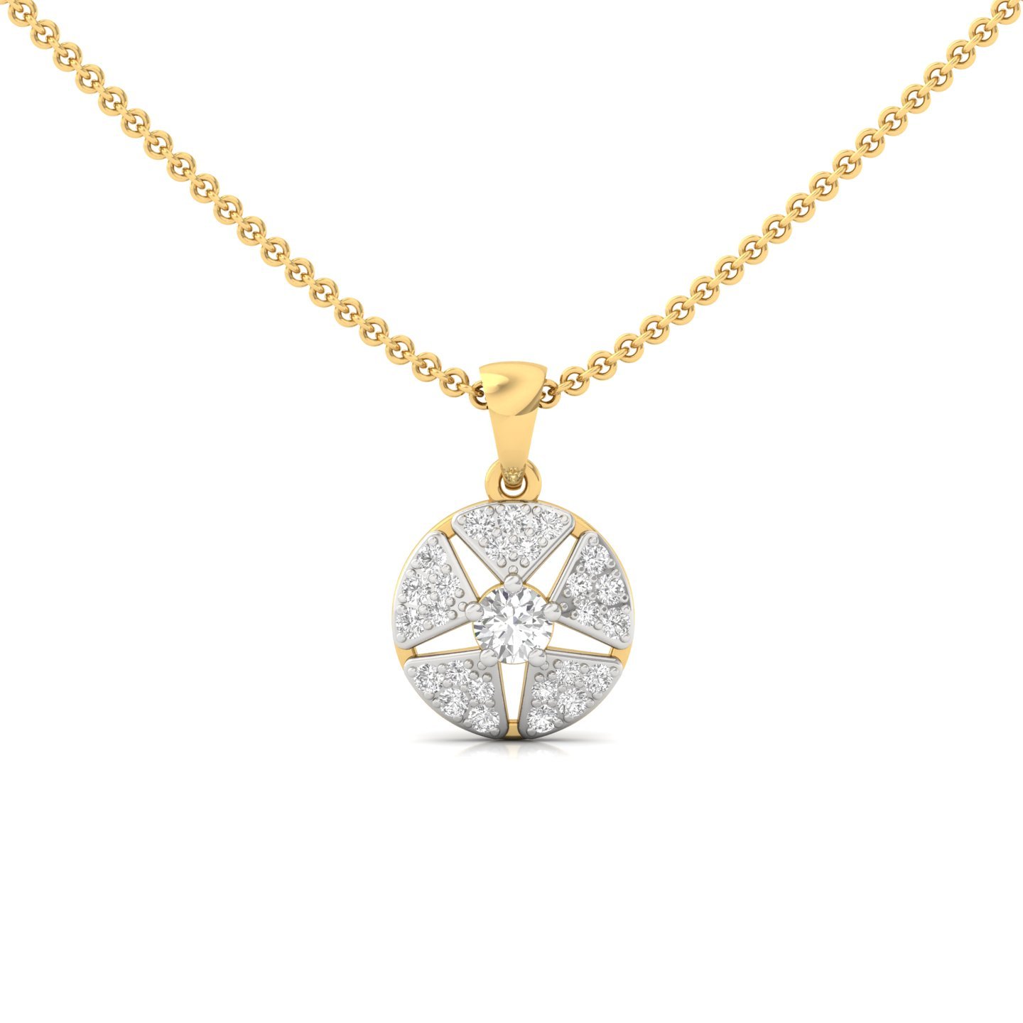Round Cut Diamond Starburst Pendant | Lab Grown CVD Diamond Designer Necklace (Without Chain) | 925 Silver | 10K | 14K | 18K - Gold Main View