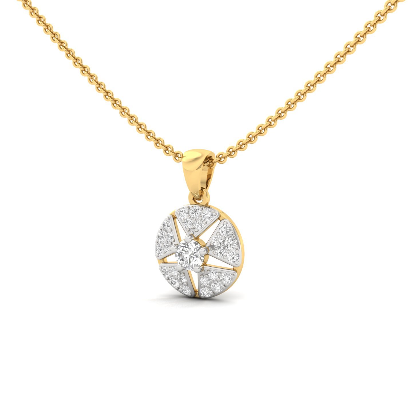 Round Cut Diamond Starburst Pendant | Lab Grown CVD Diamond Designer Necklace (Without Chain) | 925 Silver | 10K | 14K | 18K - View 2