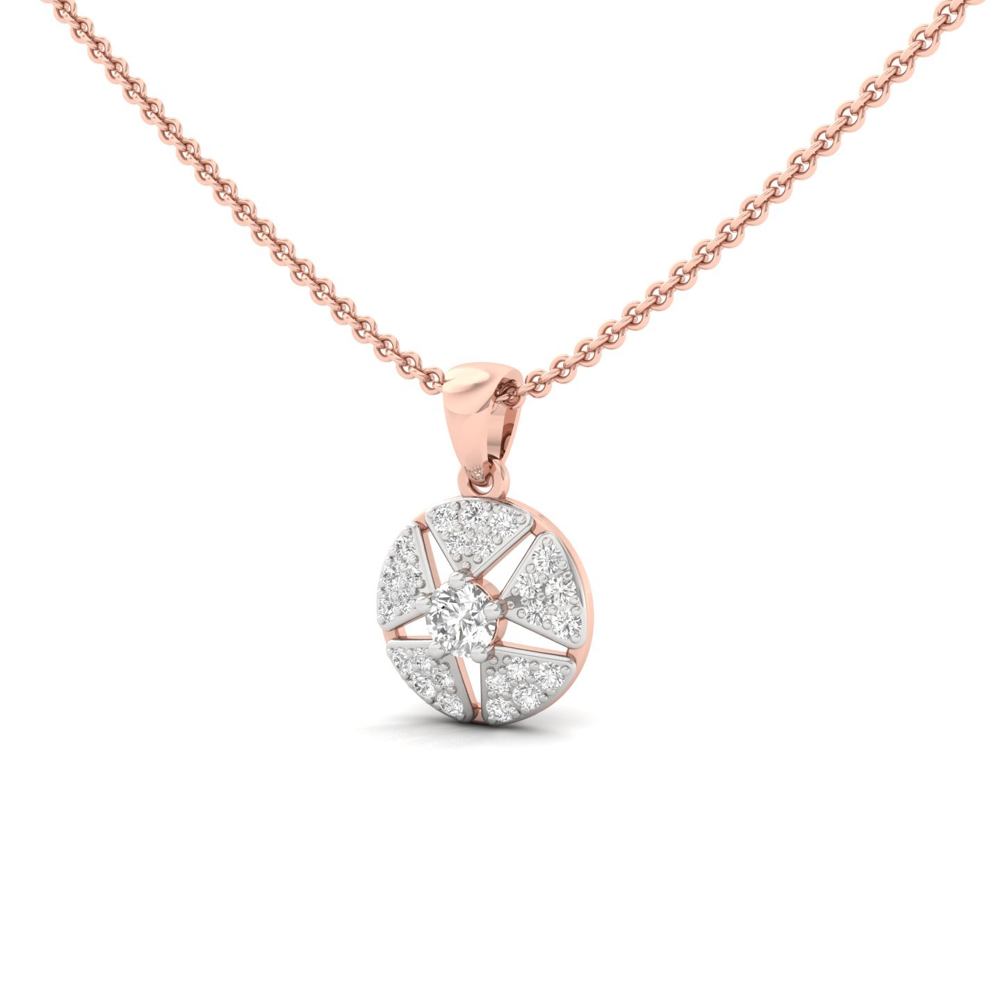 Round Cut Diamond Starburst Pendant | Lab Grown CVD Diamond Designer Necklace (Without Chain) | 925 Silver | 10K | 14K | 18K - View 2