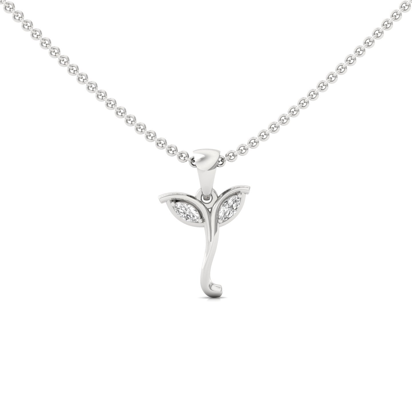 Marquise Cut Diamond Leaf Pendant | Lab Grown CVD Diamond Nature Inspired (Without Chain) | 925 Silver | 10K | 14K | 18K - Main View