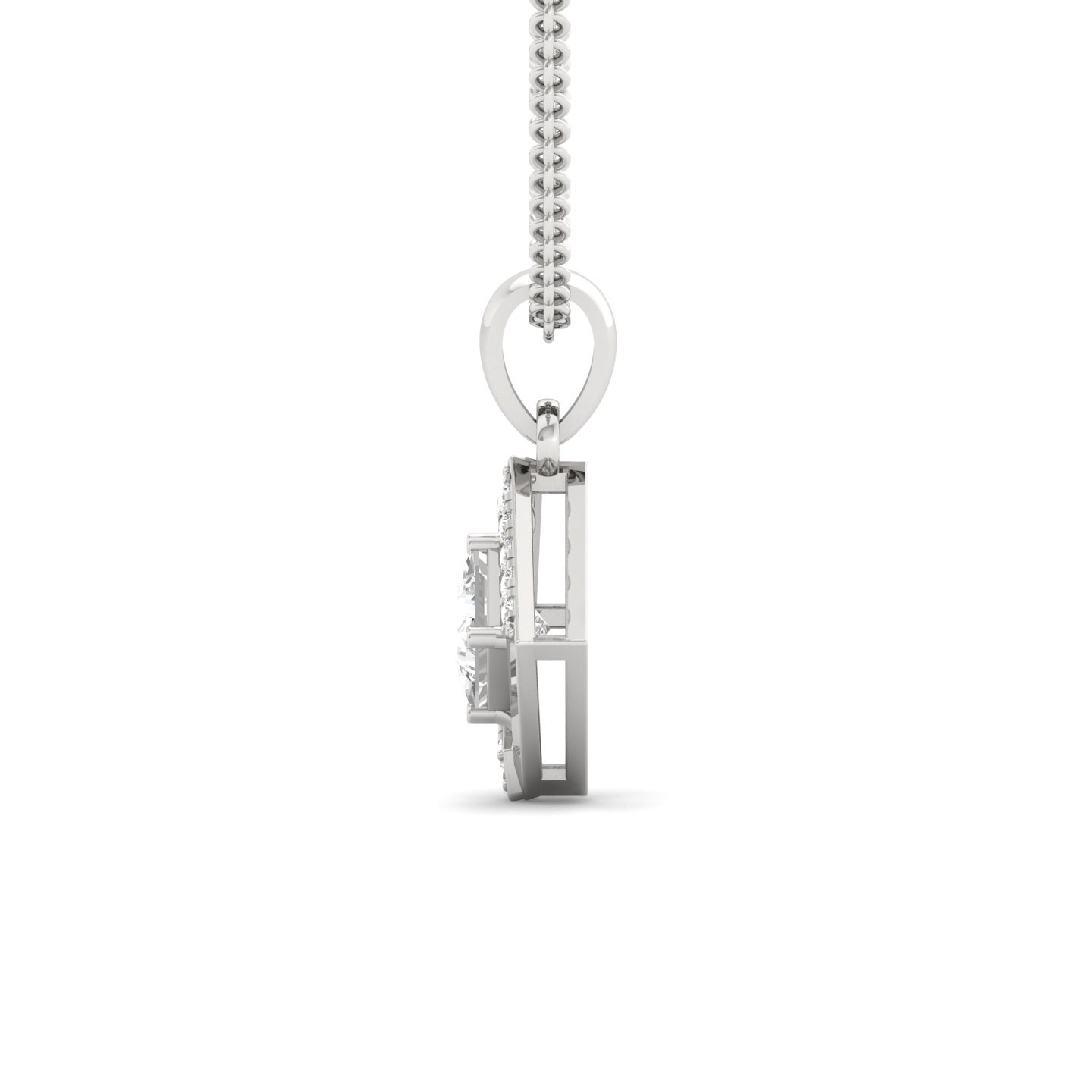 Princess Cut Diamond Geometric Pendant | Lab Grown CVD Diamond Modern Necklace (Without Chain) | 925 Silver | 10K | 14K | 18K - View 3