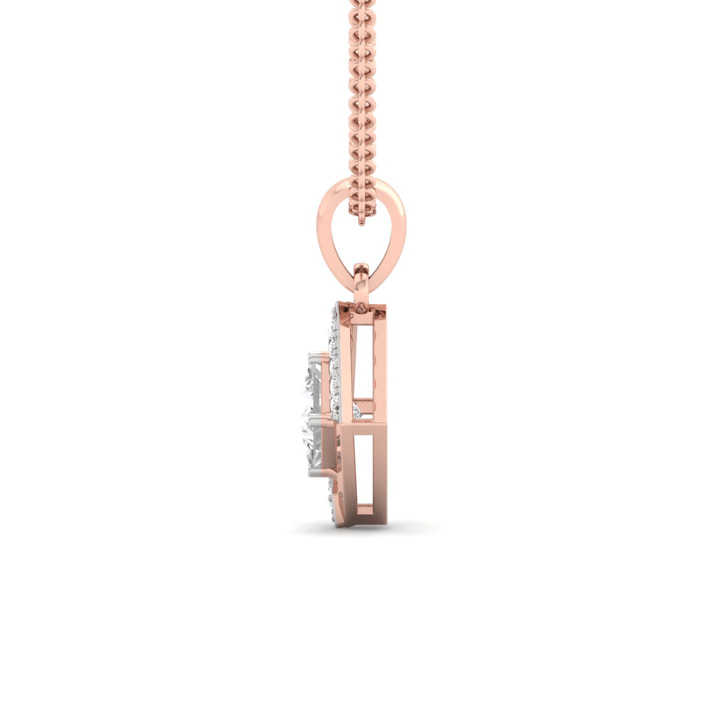 Princess Cut Diamond Geometric Pendant | Lab Grown CVD Diamond Modern Necklace (Without Chain) | 925 Silver | 10K | 14K | 18K - View 3