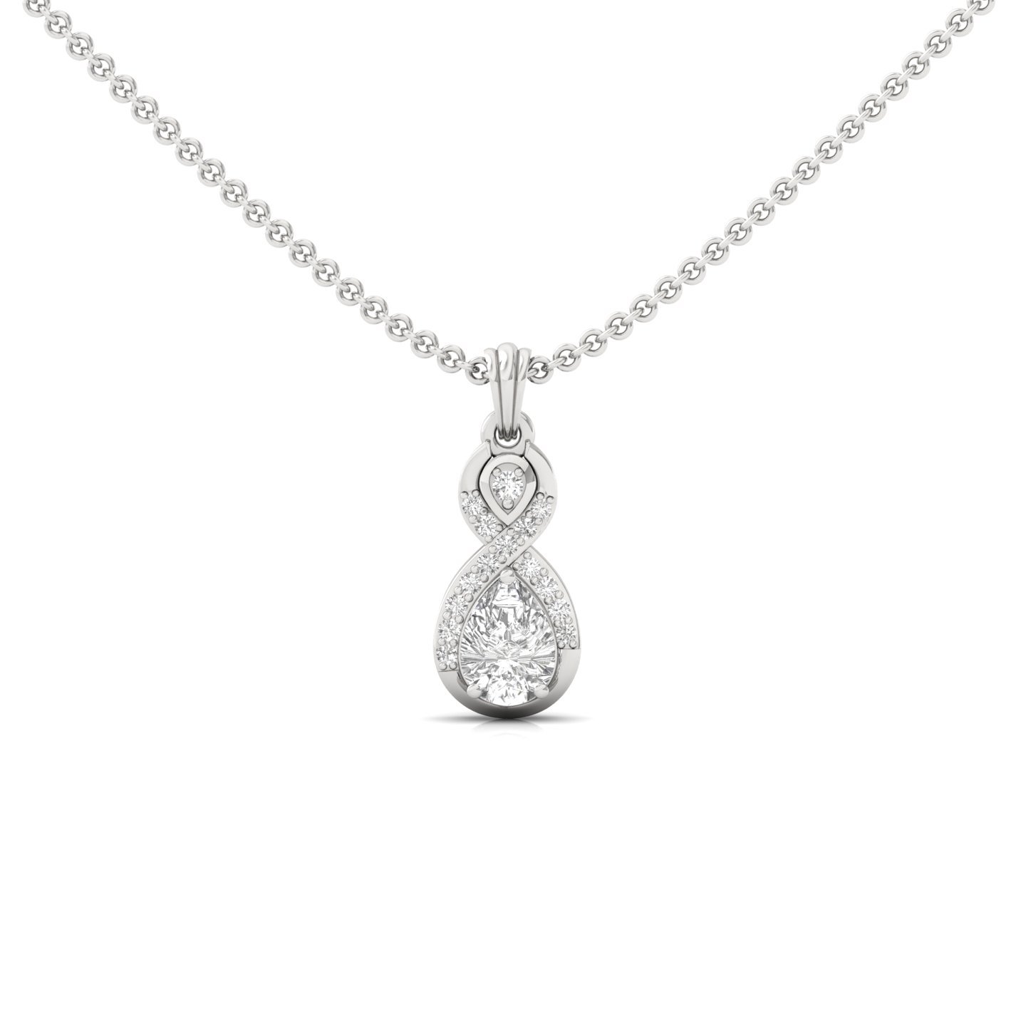 Pear Cut Diamond Pendant | Infinity Lab Grown CVD Diamond Necklace (Without Chain) | 925 Silver | 10K | 14K | 18K - Main View