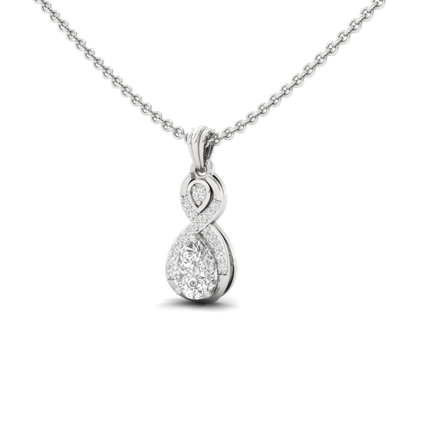 Pear Cut Diamond Pendant | Infinity Lab Grown CVD Diamond Necklace (Without Chain) | 925 Silver | 10K | 14K | 18K - View 2