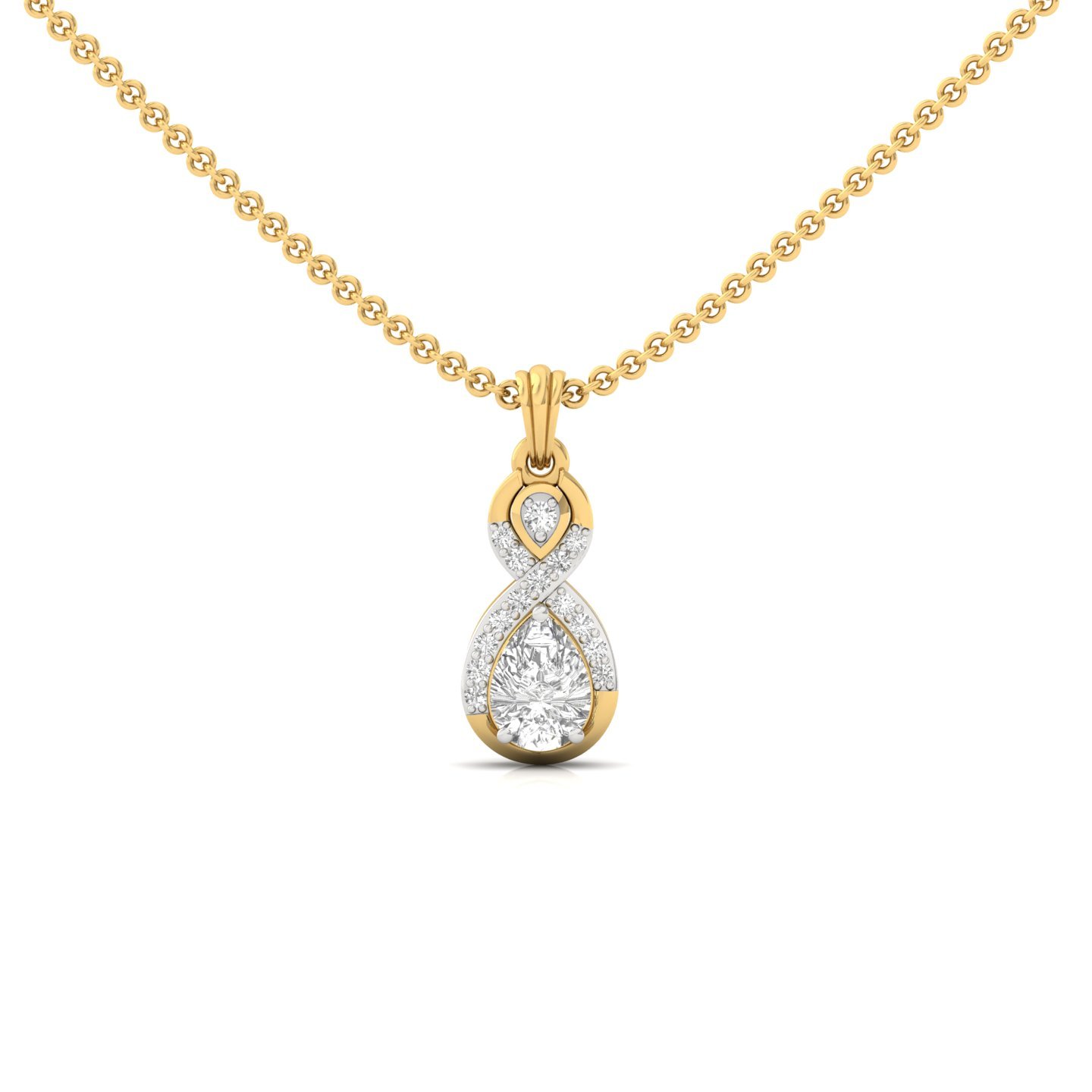 Pear Cut Diamond Pendant | Infinity Lab Grown CVD Diamond Necklace (Without Chain) | 925 Silver | 10K | 14K | 18K - Gold Main View