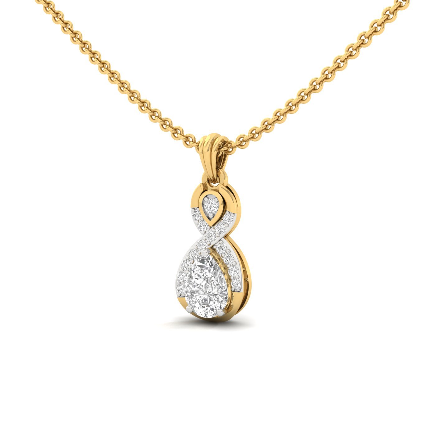 Pear Cut Diamond Pendant | Infinity Lab Grown CVD Diamond Necklace (Without Chain) | 925 Silver | 10K | 14K | 18K - View 2