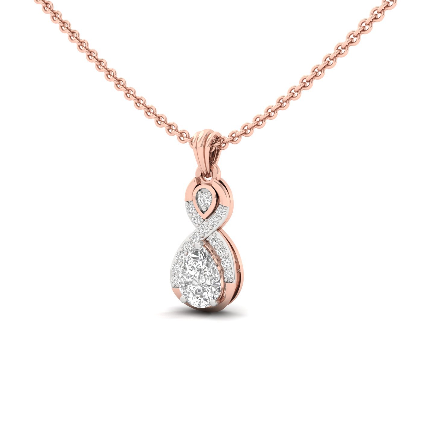 Pear Cut Diamond Pendant | Infinity Lab Grown CVD Diamond Necklace (Without Chain) | 925 Silver | 10K | 14K | 18K - View 2
