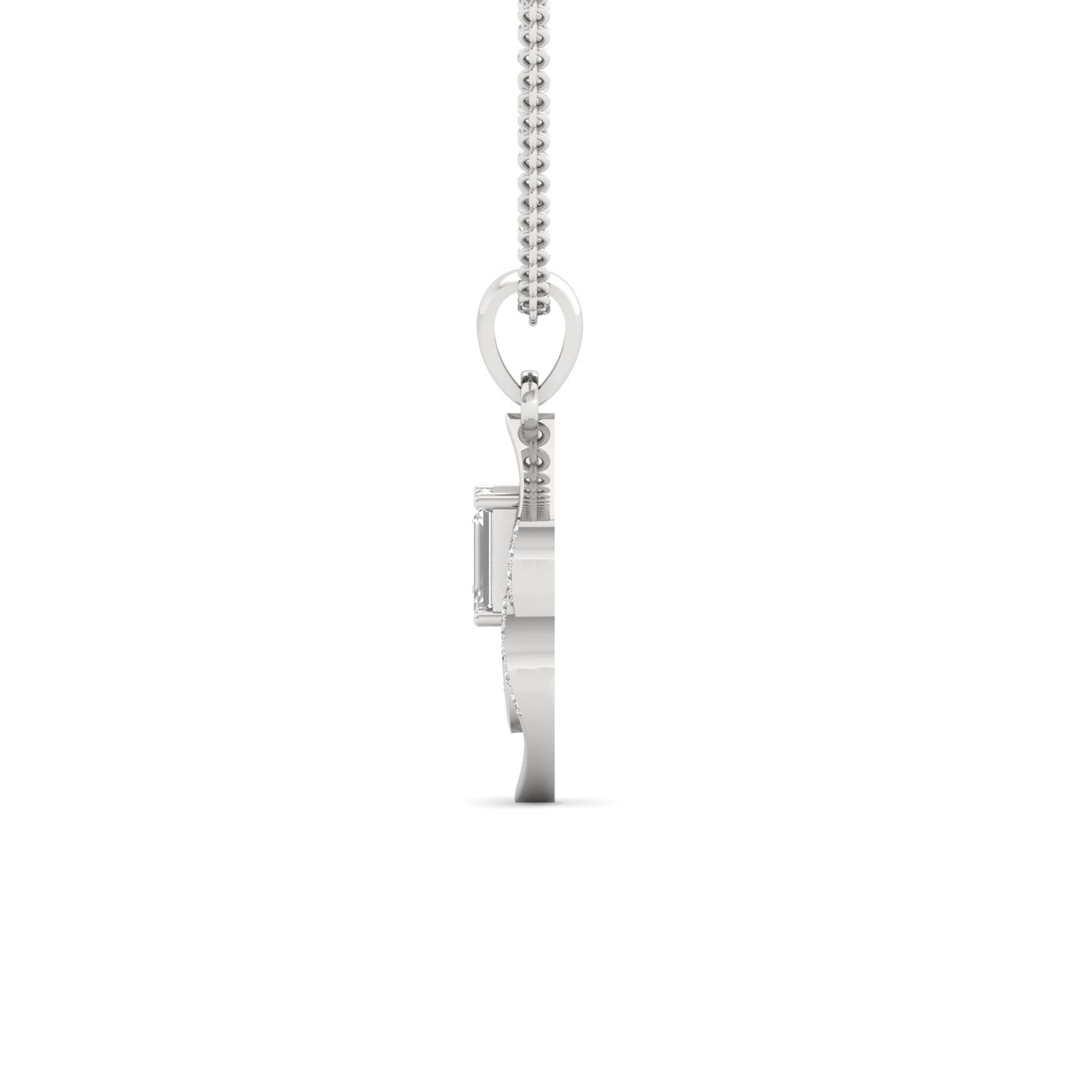 Emerald Cut Diamond Pendant | Elegant Lab Grown CVD Diamond Necklace with Marquise Accent (Without Chain) | 925 Silver | 10K | 14K | 18K - View 3