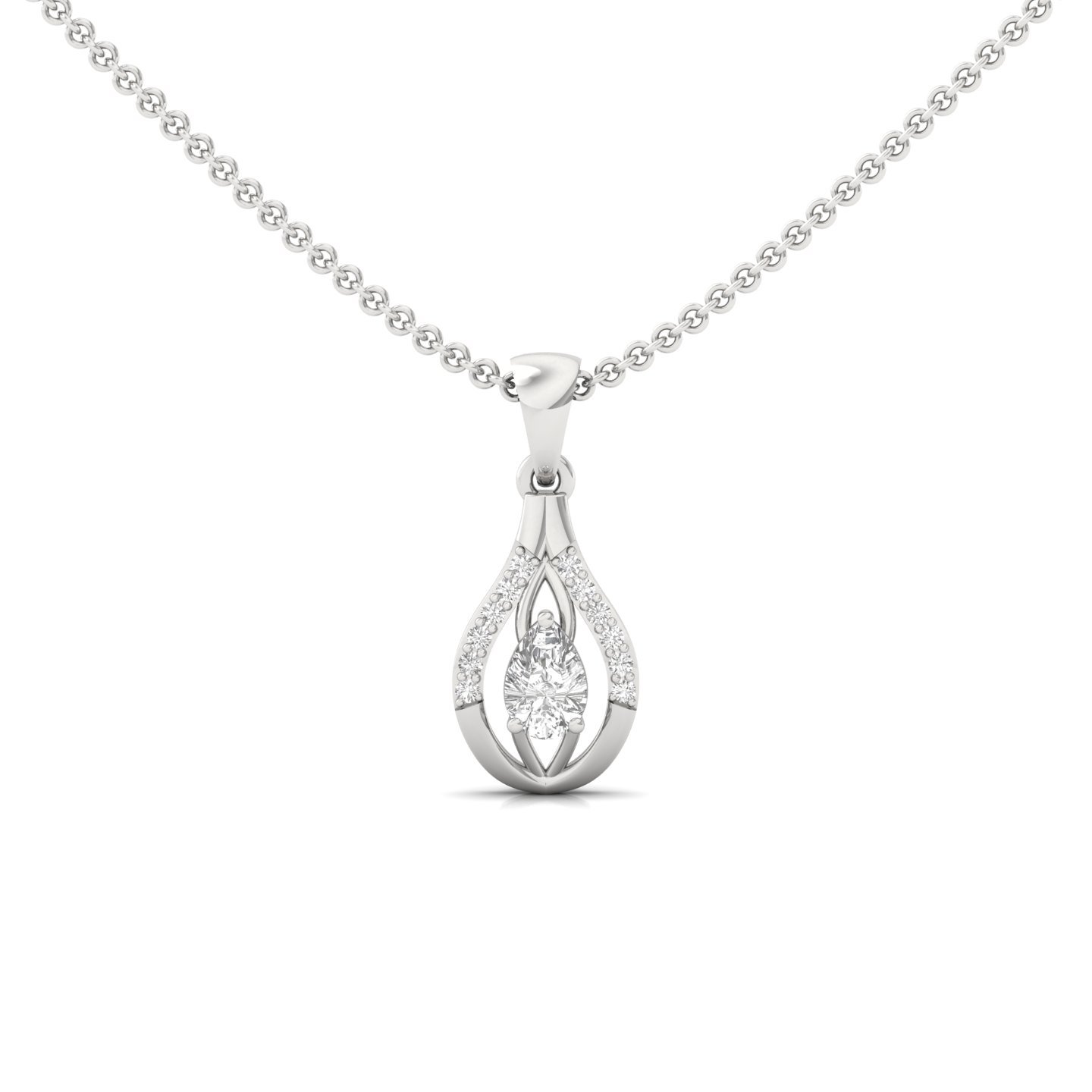 Pear Cut Diamond Pendant | Graceful Drop Design Lab Grown CVD Diamond Necklace (Without Chain) | 925 Silver | 10K | 14K | 18K - Main View