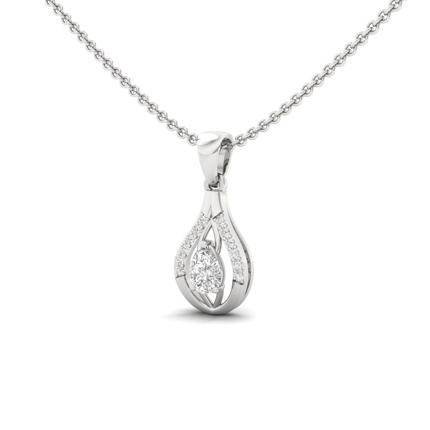 Pear Cut Diamond Pendant | Graceful Drop Design Lab Grown CVD Diamond Necklace (Without Chain) | 925 Silver | 10K | 14K | 18K - View 2