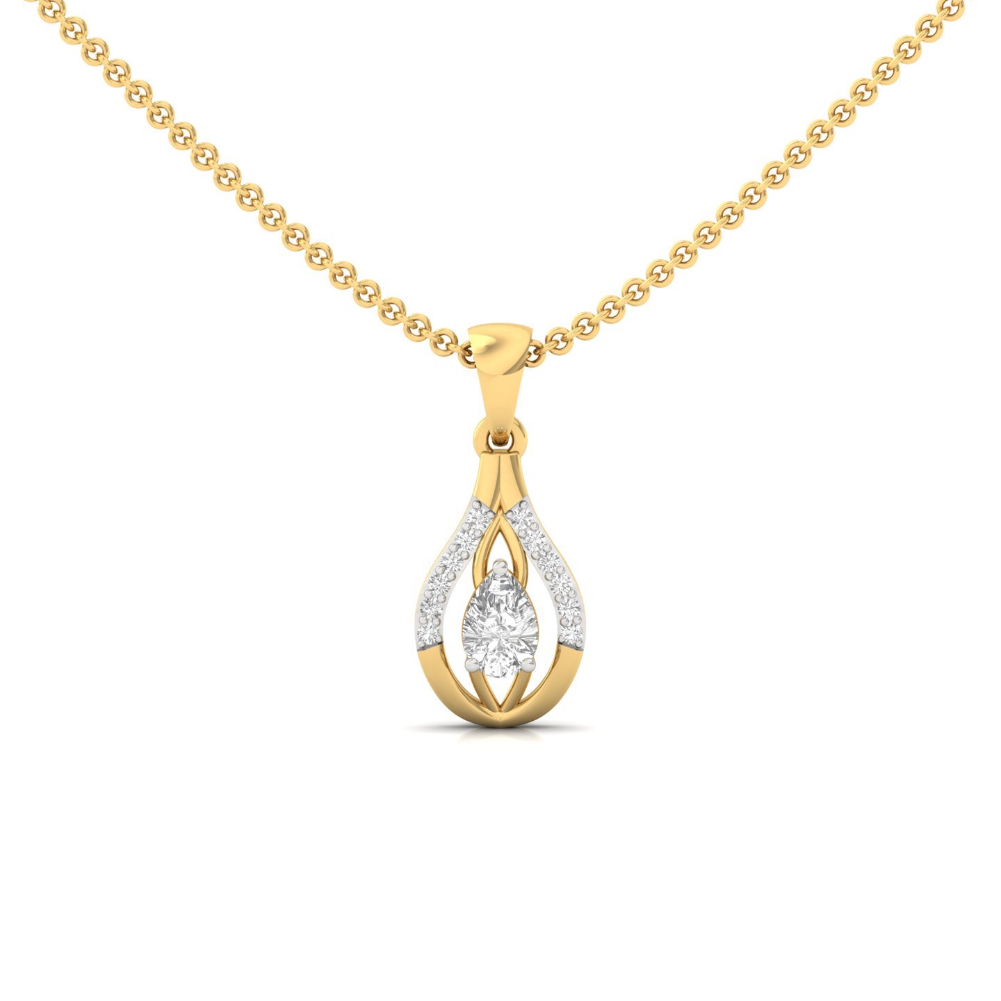 Pear Cut Diamond Pendant | Graceful Drop Design Lab Grown CVD Diamond Necklace (Without Chain) | 925 Silver | 10K | 14K | 18K - Gold Main View