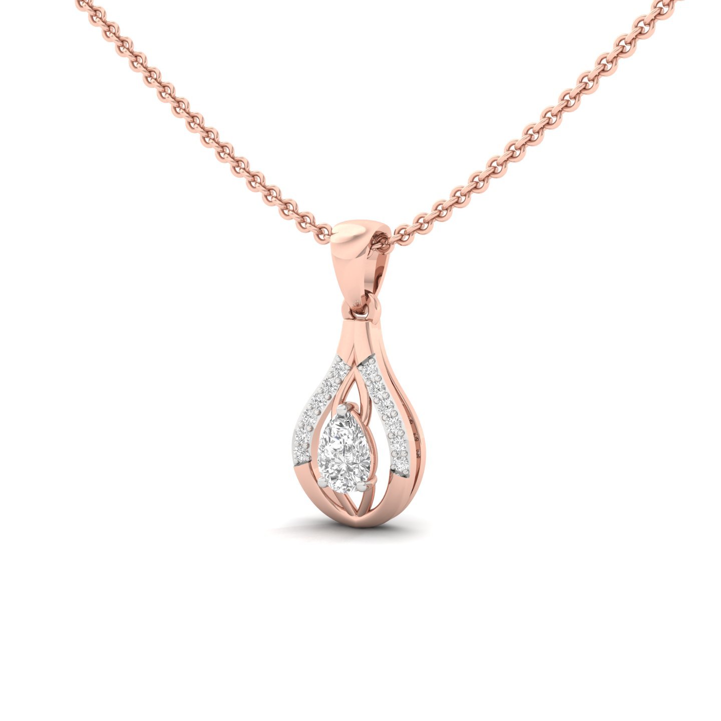 Pear Cut Diamond Pendant | Graceful Drop Design Lab Grown CVD Diamond Necklace (Without Chain) | 925 Silver | 10K | 14K | 18K - View 2
