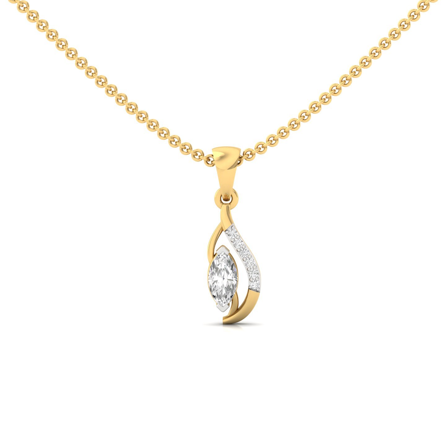 Marquise Cut Diamond Pendant | Elegant Flame-Inspired Lab Grown CVD Diamond Necklace (Without Chain) | 925 Silver | 10K | 14K | 18K - Gold Main View