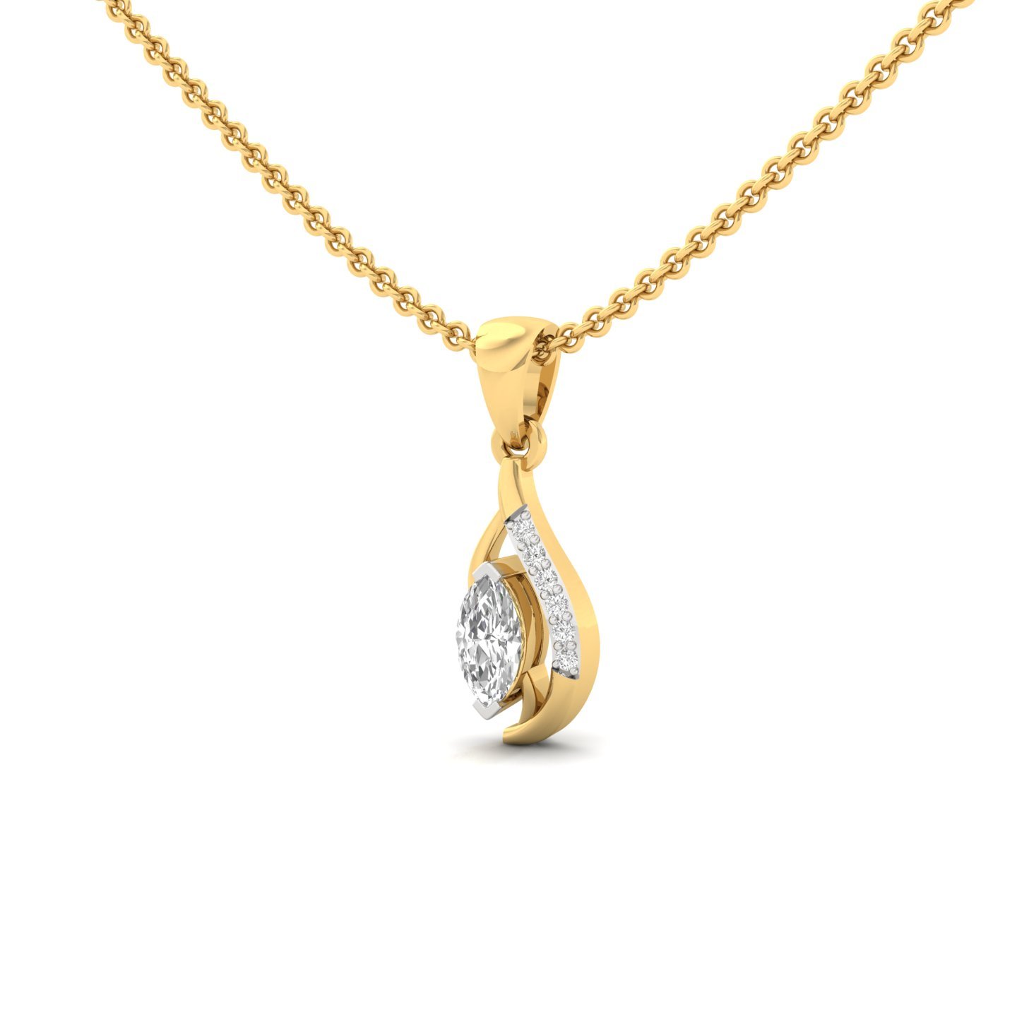 Marquise Cut Diamond Pendant | Elegant Flame-Inspired Lab Grown CVD Diamond Necklace (Without Chain) | 925 Silver | 10K | 14K | 18K - View 2