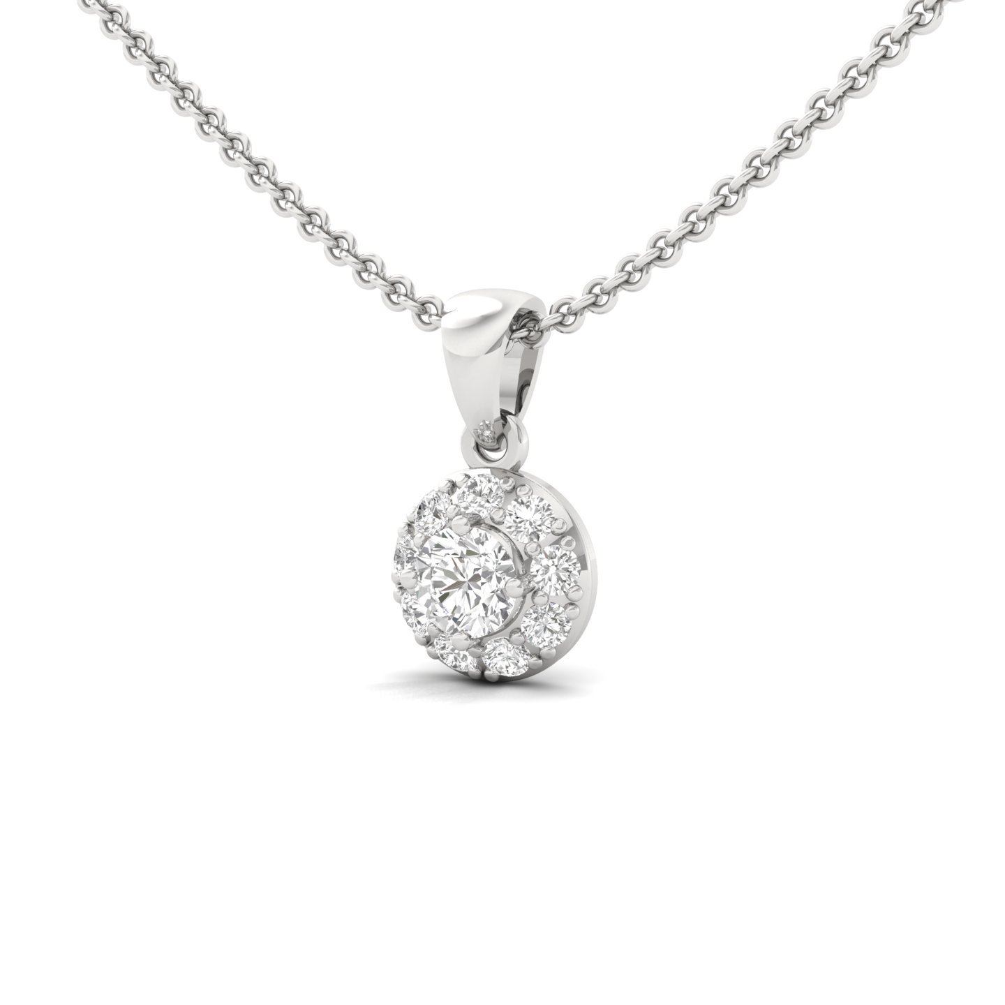 Round Cut Diamond Halo Pendant | Classic Lab Grown CVD Diamond Necklace (Without Chain) | 925 Silver | 10K | 14K | 18K - View 2