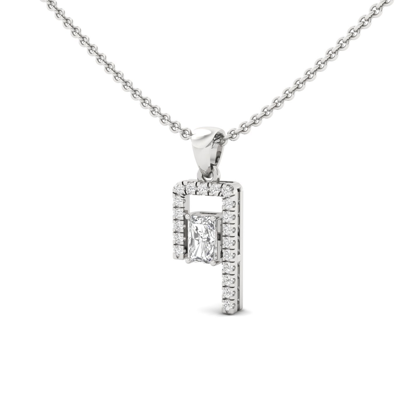 Radiant Cut Diamond Pendant | Modern Geometric Lab Grown CVD Diamond Necklace (Without Chain) | 925 Silver | 10K | 14K | 18K - View 2