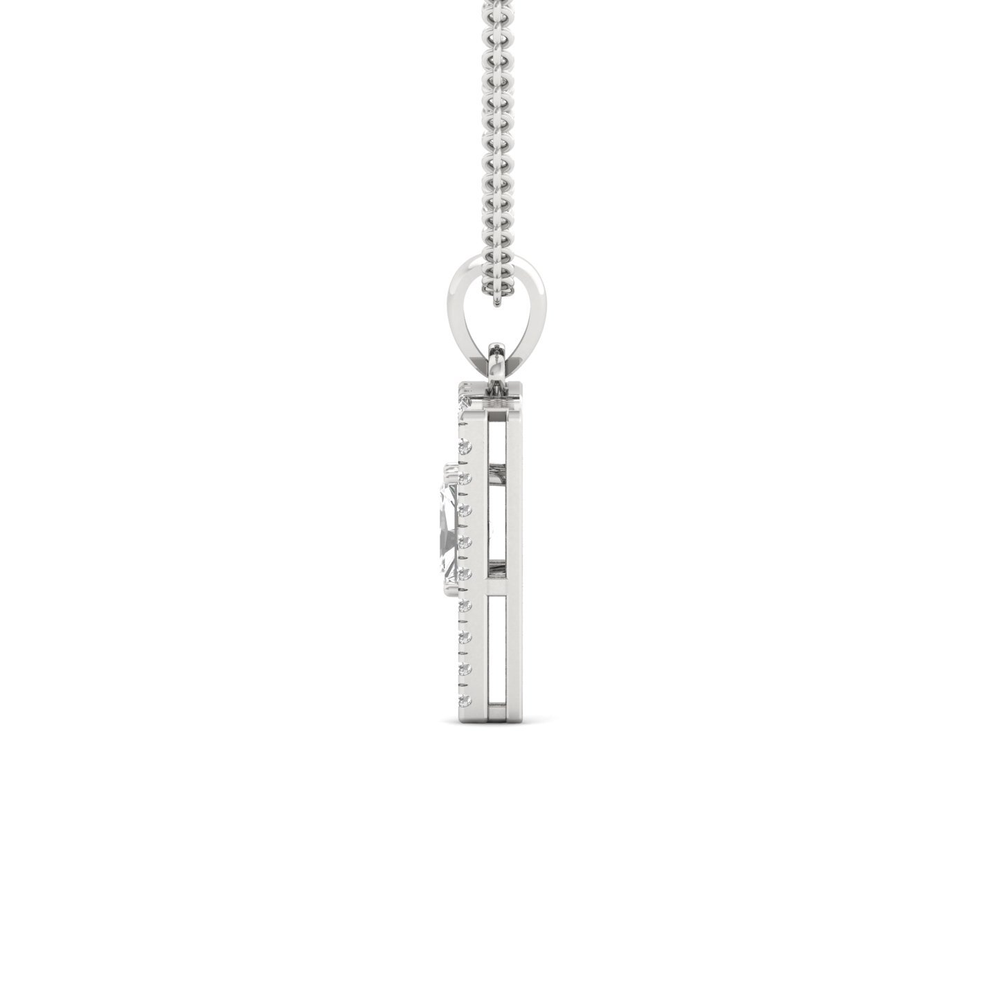 Radiant Cut Diamond Pendant | Modern Geometric Lab Grown CVD Diamond Necklace (Without Chain) | 925 Silver | 10K | 14K | 18K - View 3