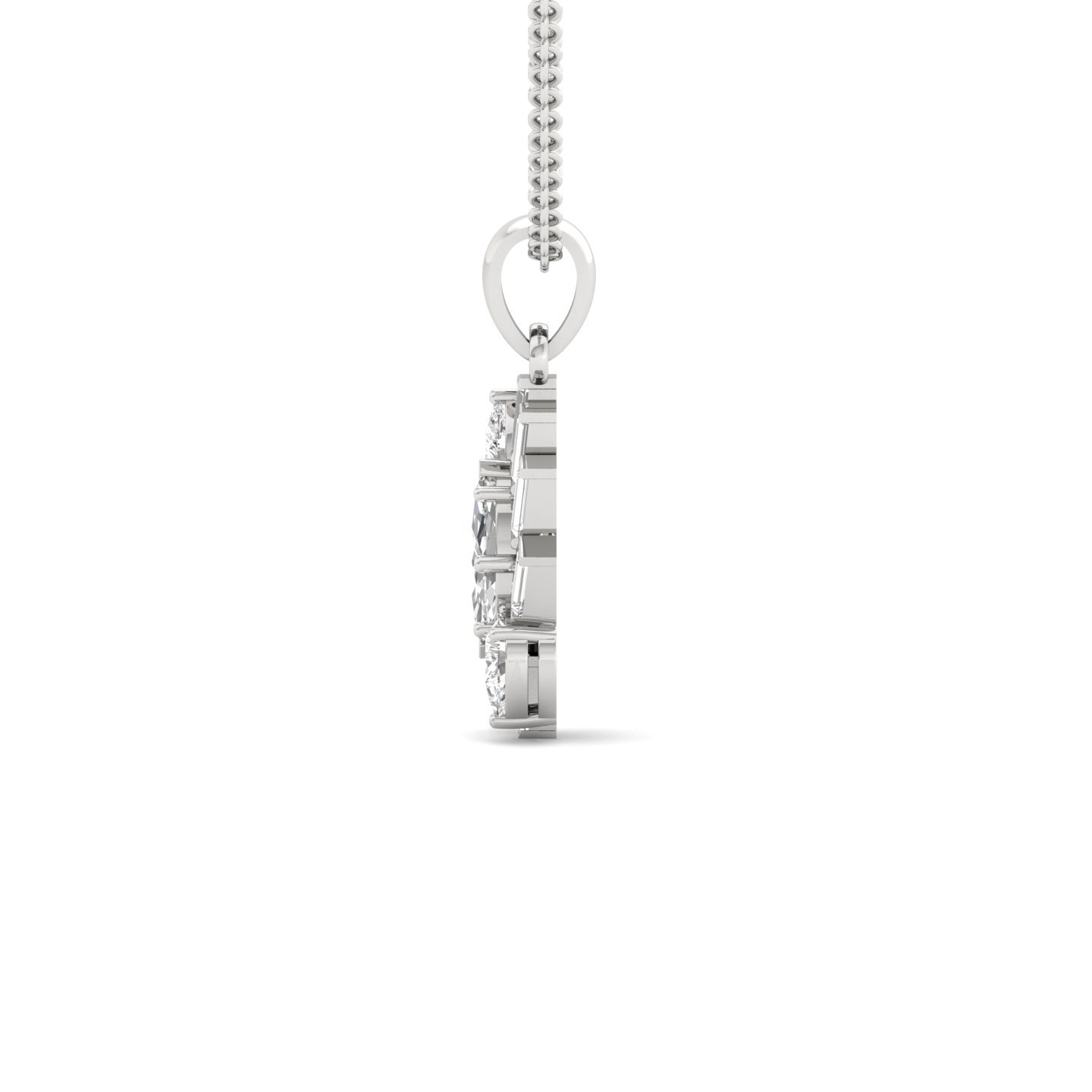 Marquise, Pear & Baguette Diamond Pendant | Multi-Cut Designer Lab Grown Diamond Necklace (Without Chain) | 925 Silver | 10K | 14K | 18K - View 3