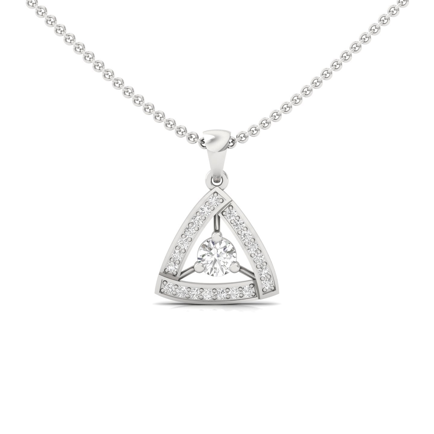 Round Diamond Triangle Pendant | Modern Geometric Lab Grown Diamond Necklace (Without Chain) | 925 Silver | 10K | 14K | 18K - Main View