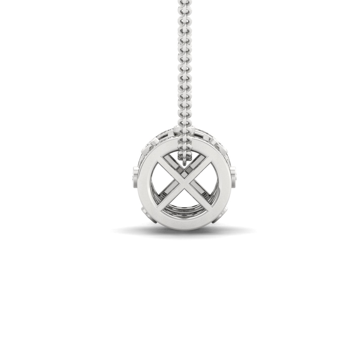 Diamond Barrel Pendant | Modern Cylinder Lab Grown Diamond Necklace (Without Chain) | 925 Silver | 10K | 14K | 18K - View 3