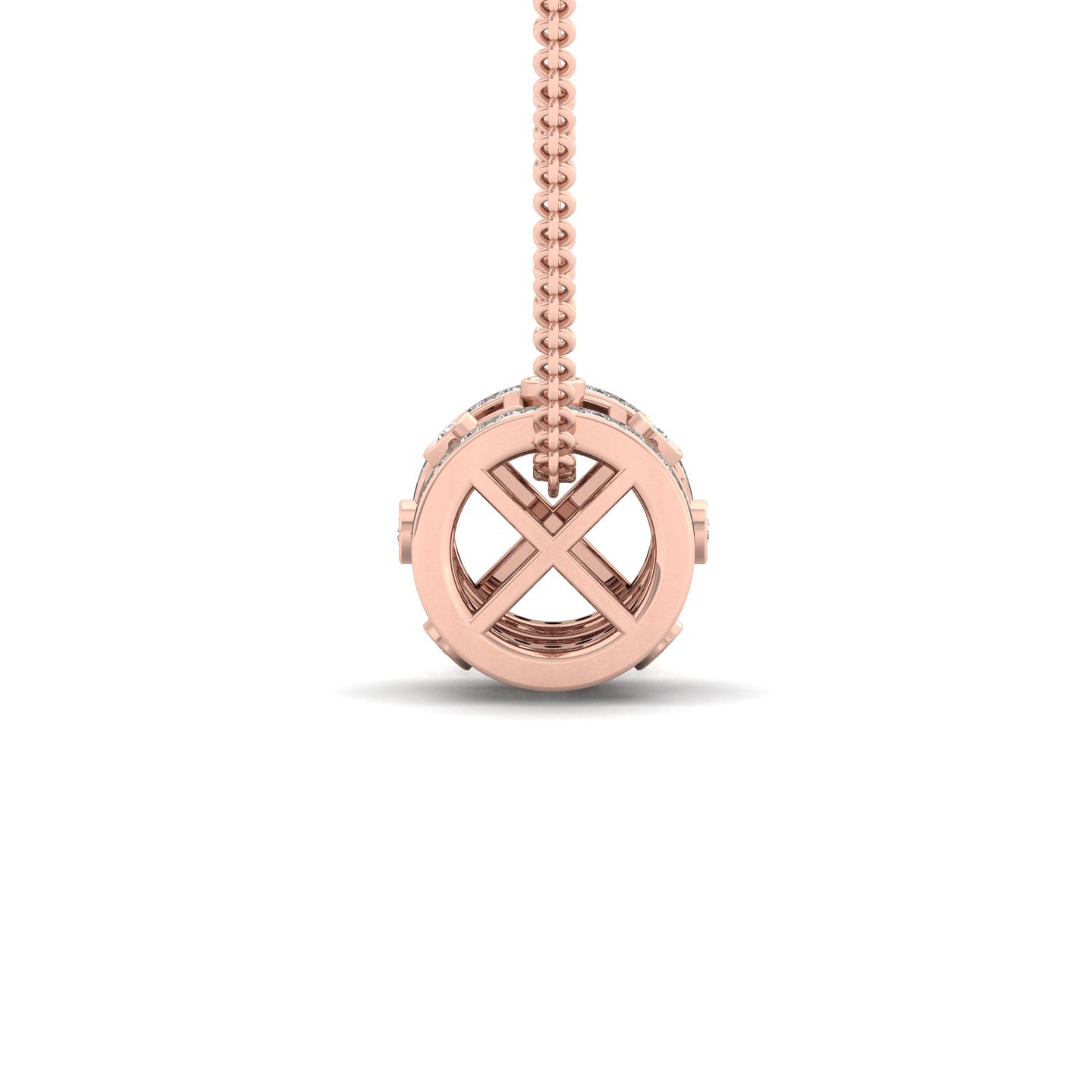 Diamond Barrel Pendant | Modern Cylinder Lab Grown Diamond Necklace (Without Chain) | 925 Silver | 10K | 14K | 18K - View 3