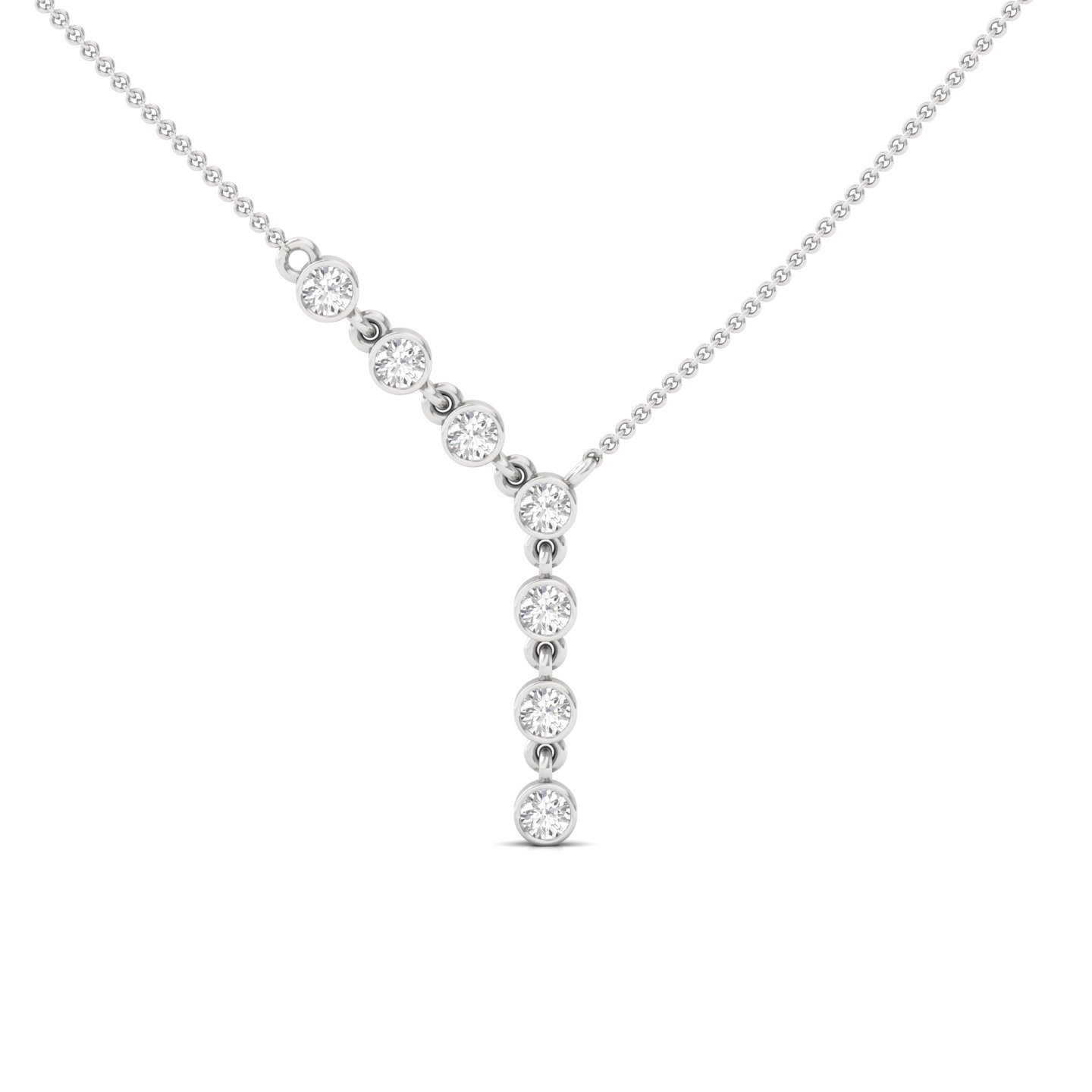 Diamond Drop Pendant Necklace | Lab Grown Diamond Bezel Set Pendant (Without Chain) | 925 Silver | 10K | 14K | 18K - Main View