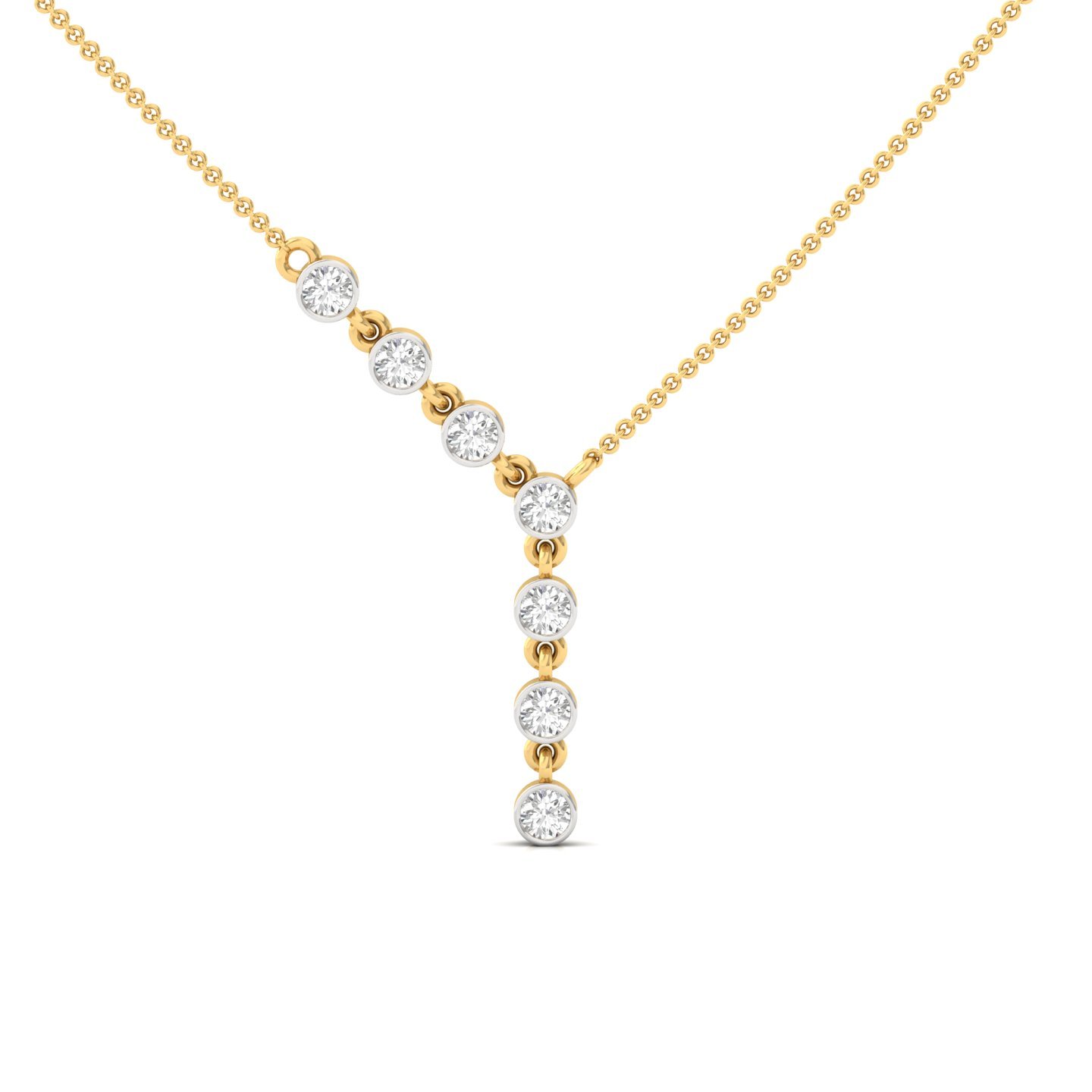Diamond Drop Pendant Necklace | Lab Grown Diamond Bezel Set Pendant (Without Chain) | 925 Silver | 10K | 14K | 18K - Gold Main View