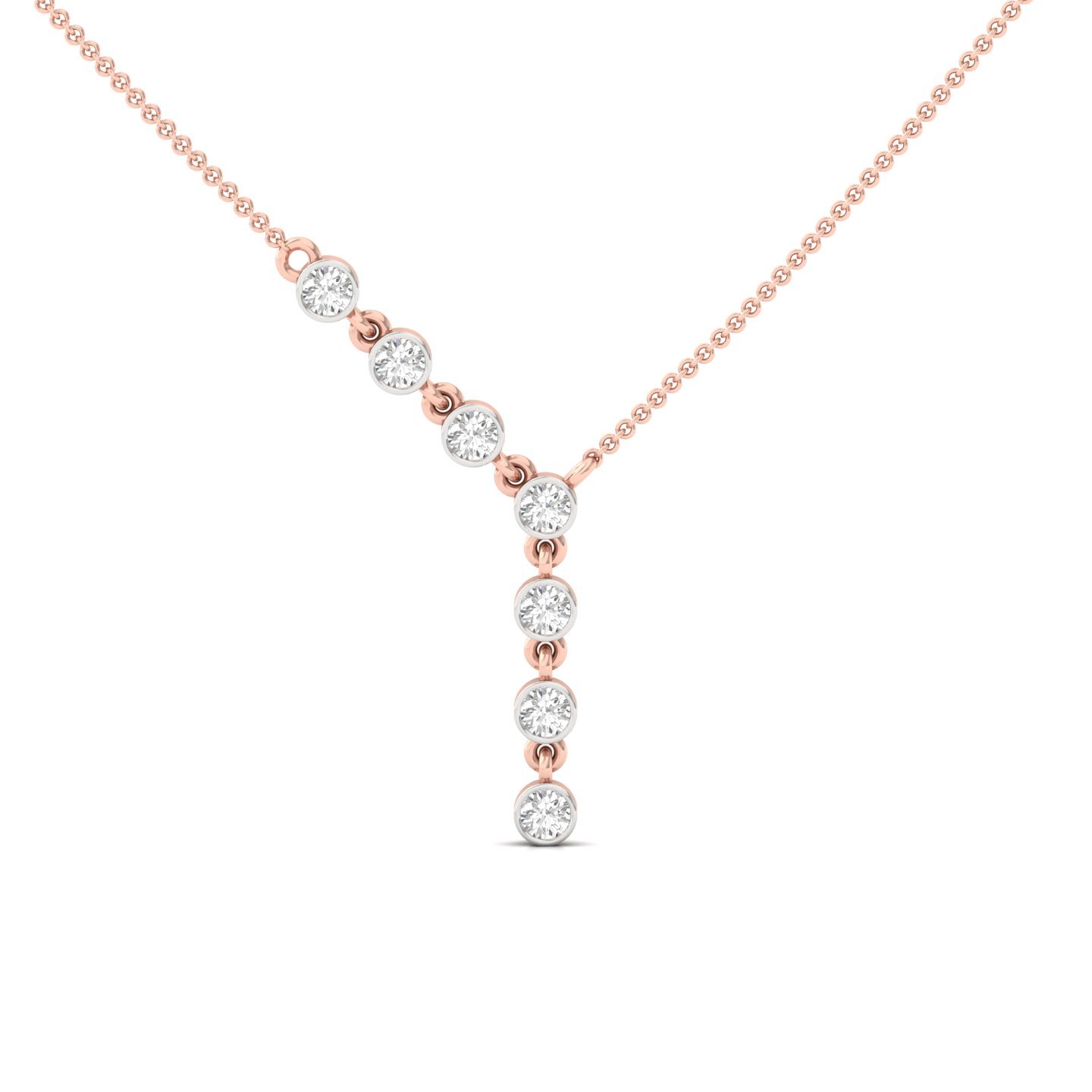 Diamond Drop Pendant Necklace | Lab Grown Diamond Bezel Set Pendant (Without Chain) | 925 Silver | 10K | 14K | 18K - Rose Gold Main View