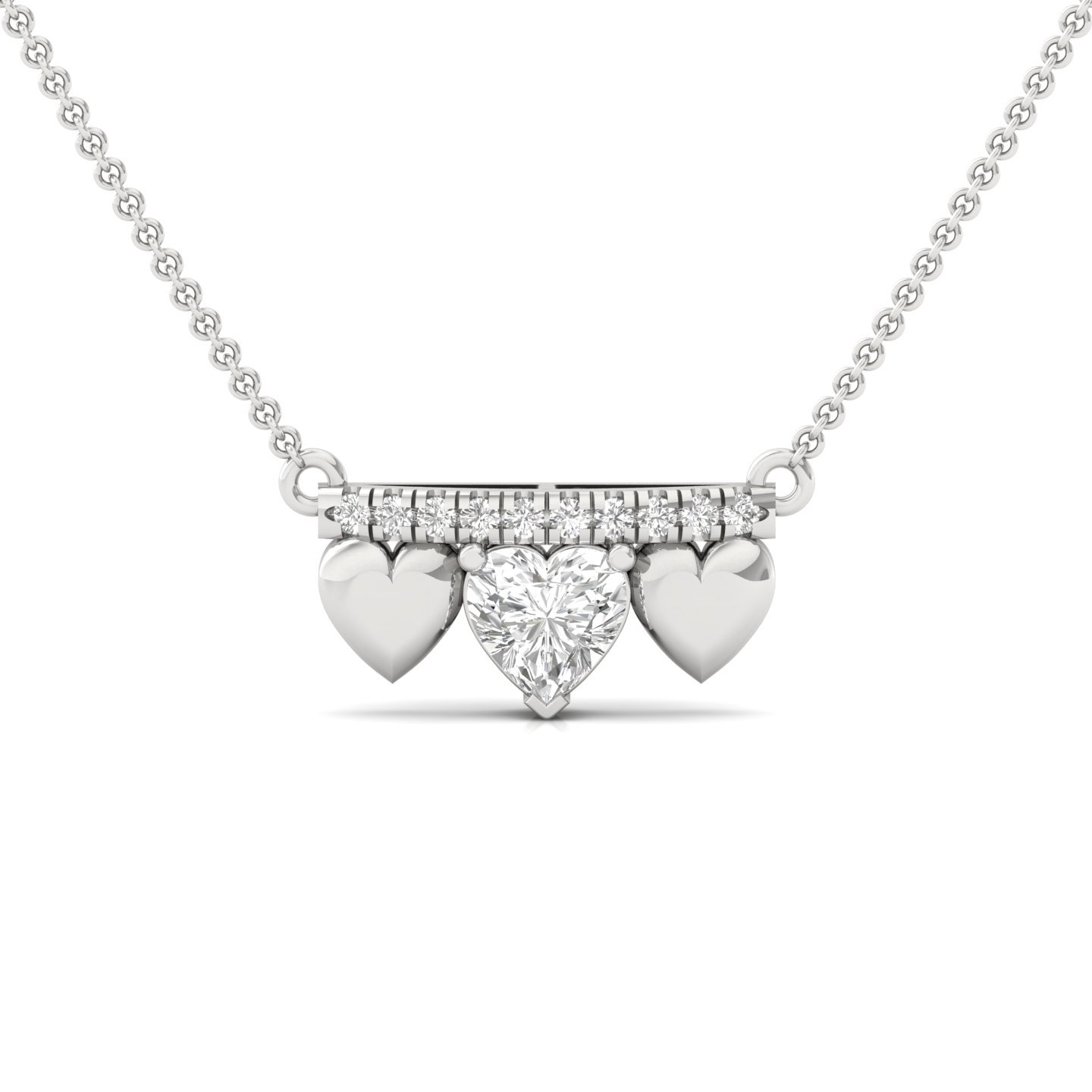 Heart Shape Diamond Pendant Necklace | Lab Grown Diamond | Triple Heart Design (Without Chain) | 925 Silver | 10K | 14K | 18K - Main View