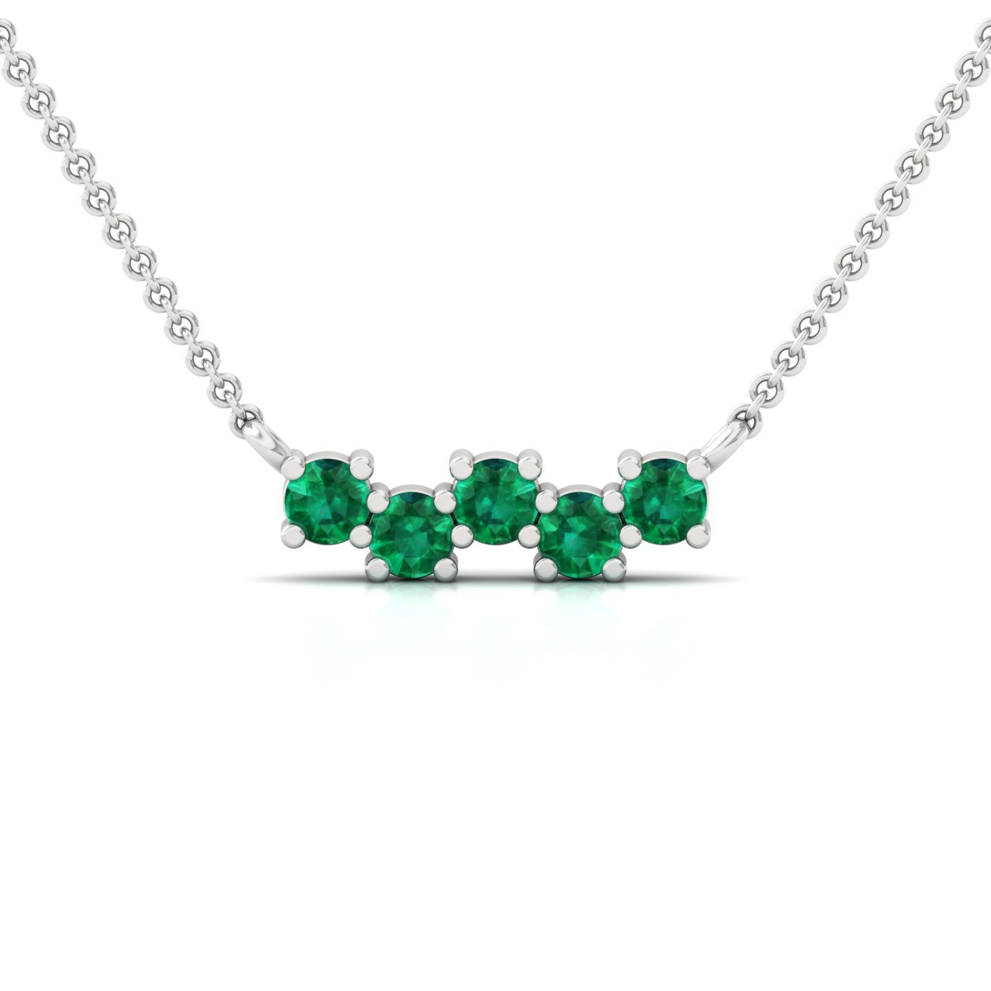 Emerald Green Gemstone Bar Pendant Necklace | Minimalist Design (Without Chain) | 925 Silver | 10K | 14K | 18K - Main View