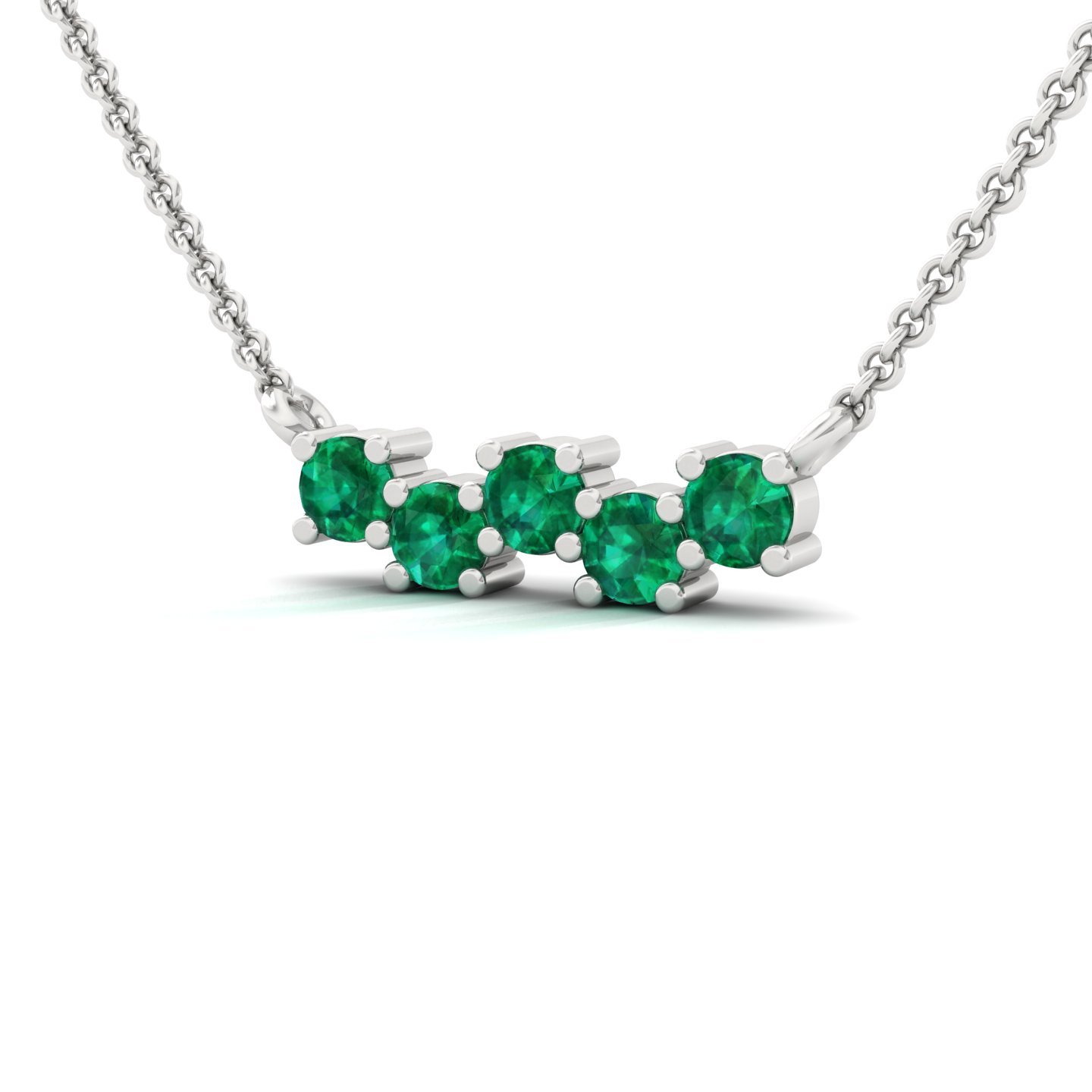 Emerald Green Gemstone Bar Pendant Necklace | Minimalist Design (Without Chain) | 925 Silver | 10K | 14K | 18K - View 2