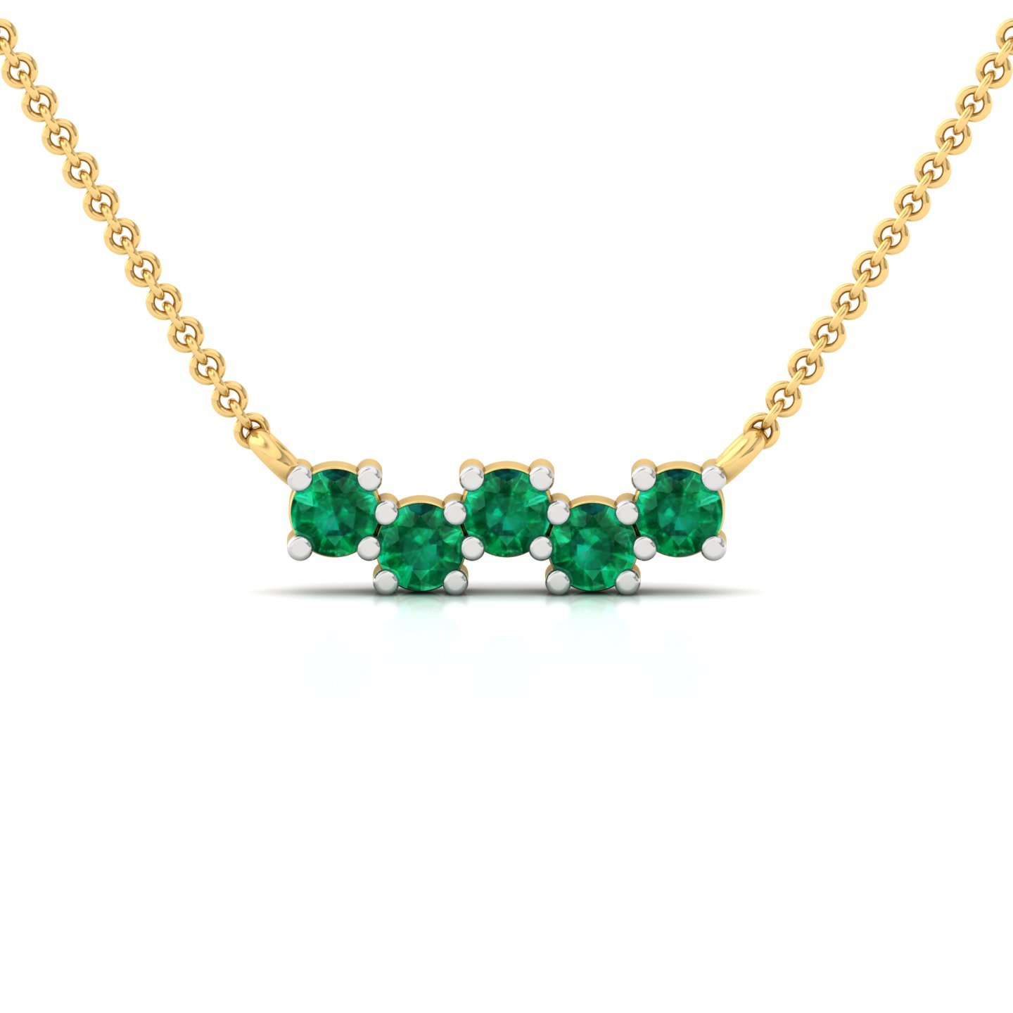 Emerald Green Gemstone Bar Pendant Necklace | Minimalist Design (Without Chain) | 925 Silver | 10K | 14K | 18K - Gold Main View