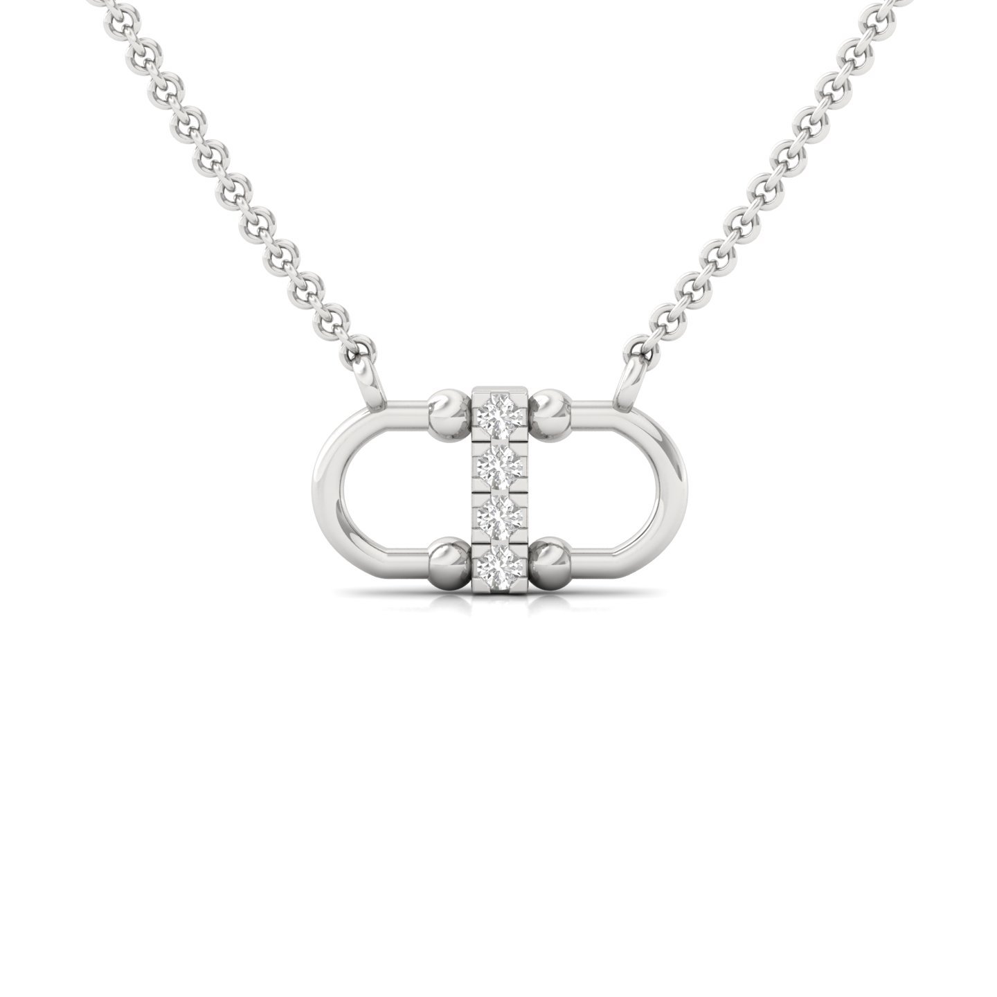Round Cut Diamond Bar Pendant | Modern Lab Grown CVD Diamond Necklace (Without Chain) | 925 Silver | 10K | 14K | 18K - Main View