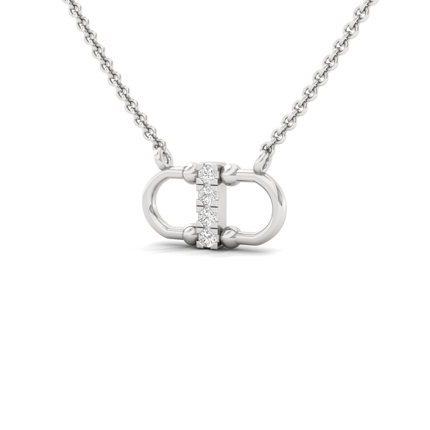 Round Cut Diamond Bar Pendant | Modern Lab Grown CVD Diamond Necklace (Without Chain) | 925 Silver | 10K | 14K | 18K - View 2