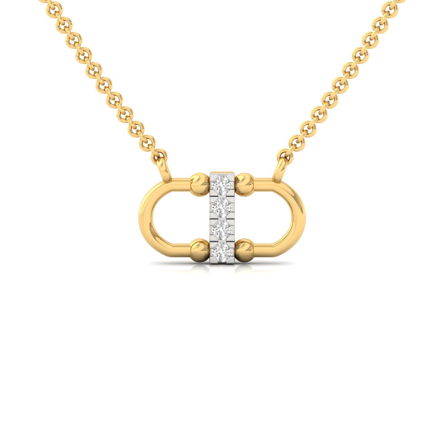 Round Cut Diamond Bar Pendant | Modern Lab Grown CVD Diamond Necklace (Without Chain) | 925 Silver | 10K | 14K | 18K - Gold Main View